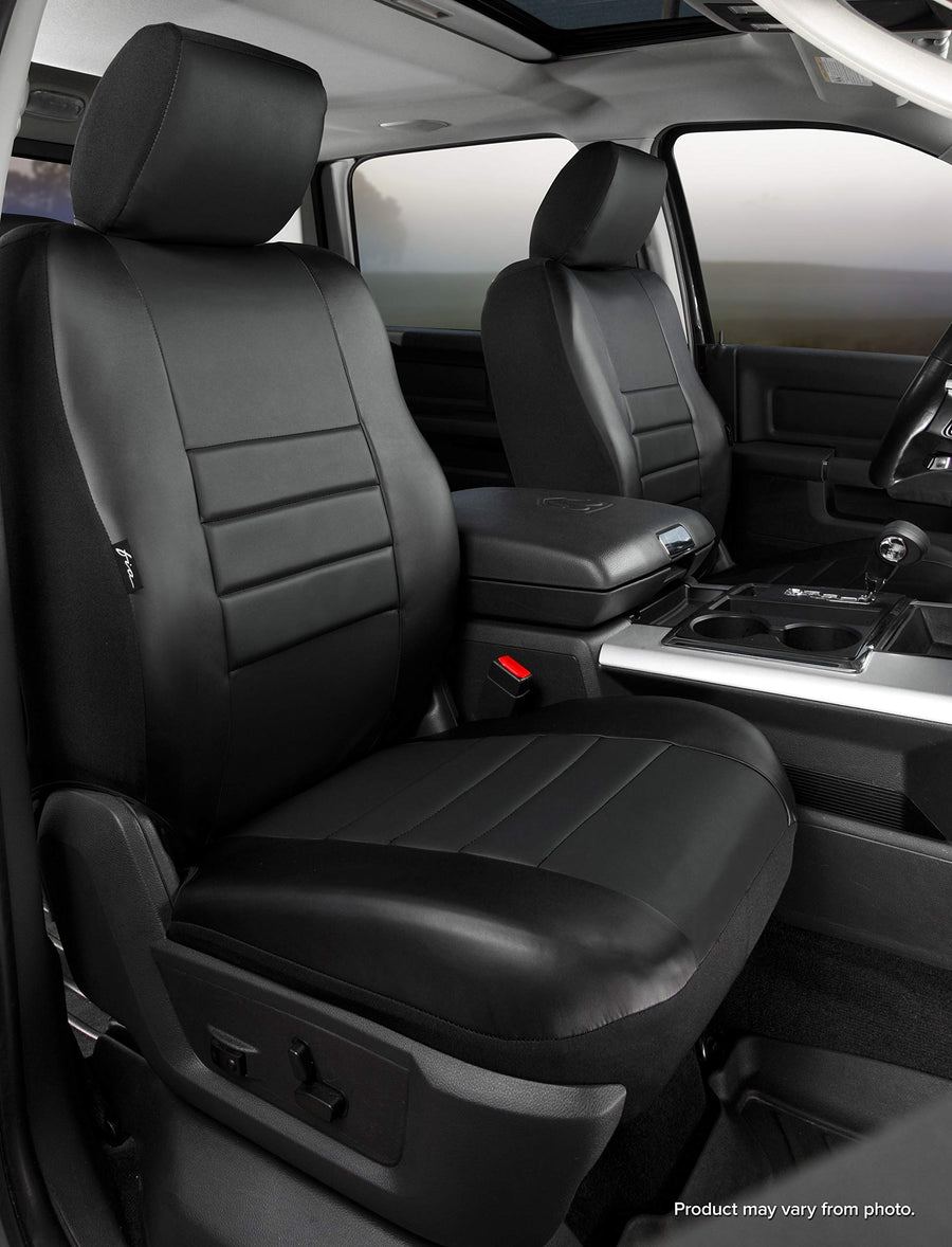 Fia Custom Fit SL68-35 BLK/BLK Front Seat Cover Bucket Seats - Leatherette (Solid Black)