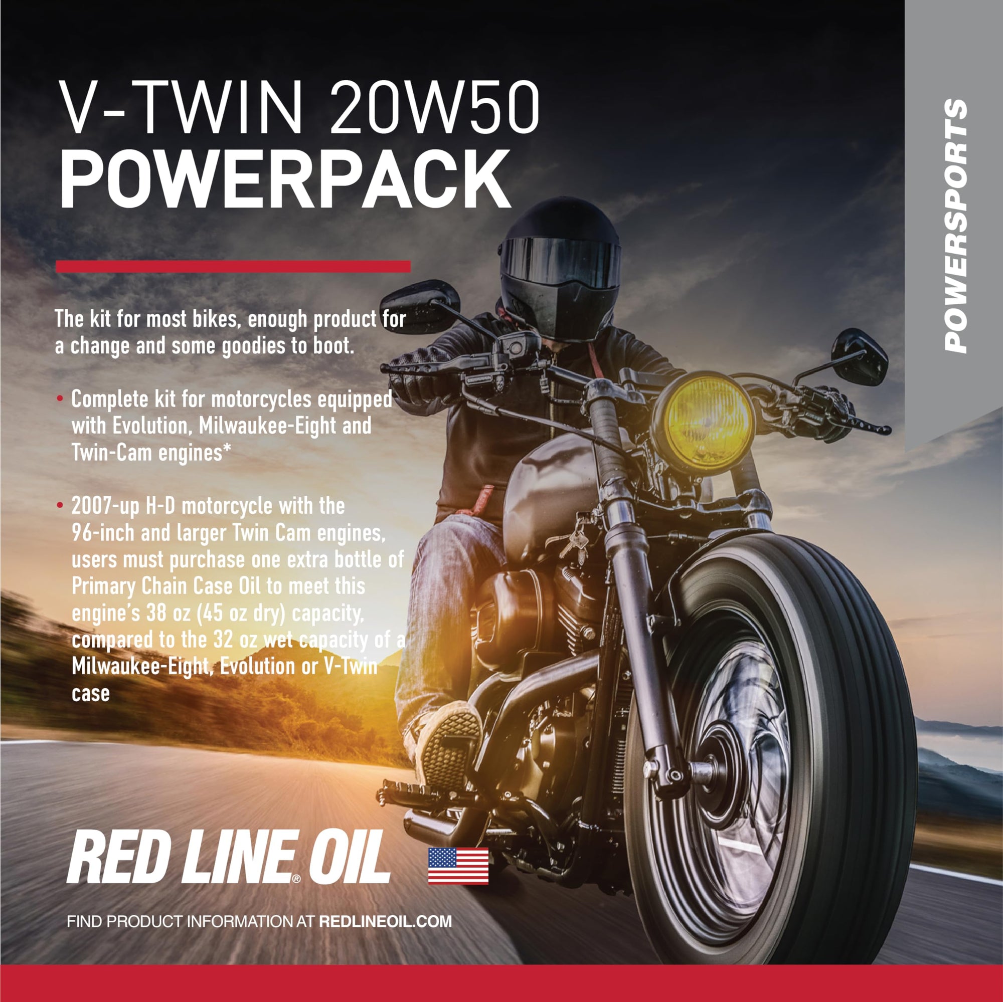 20W50 Red Line Powersport Motor Oil V-Twin - 1 Powerpack Kit