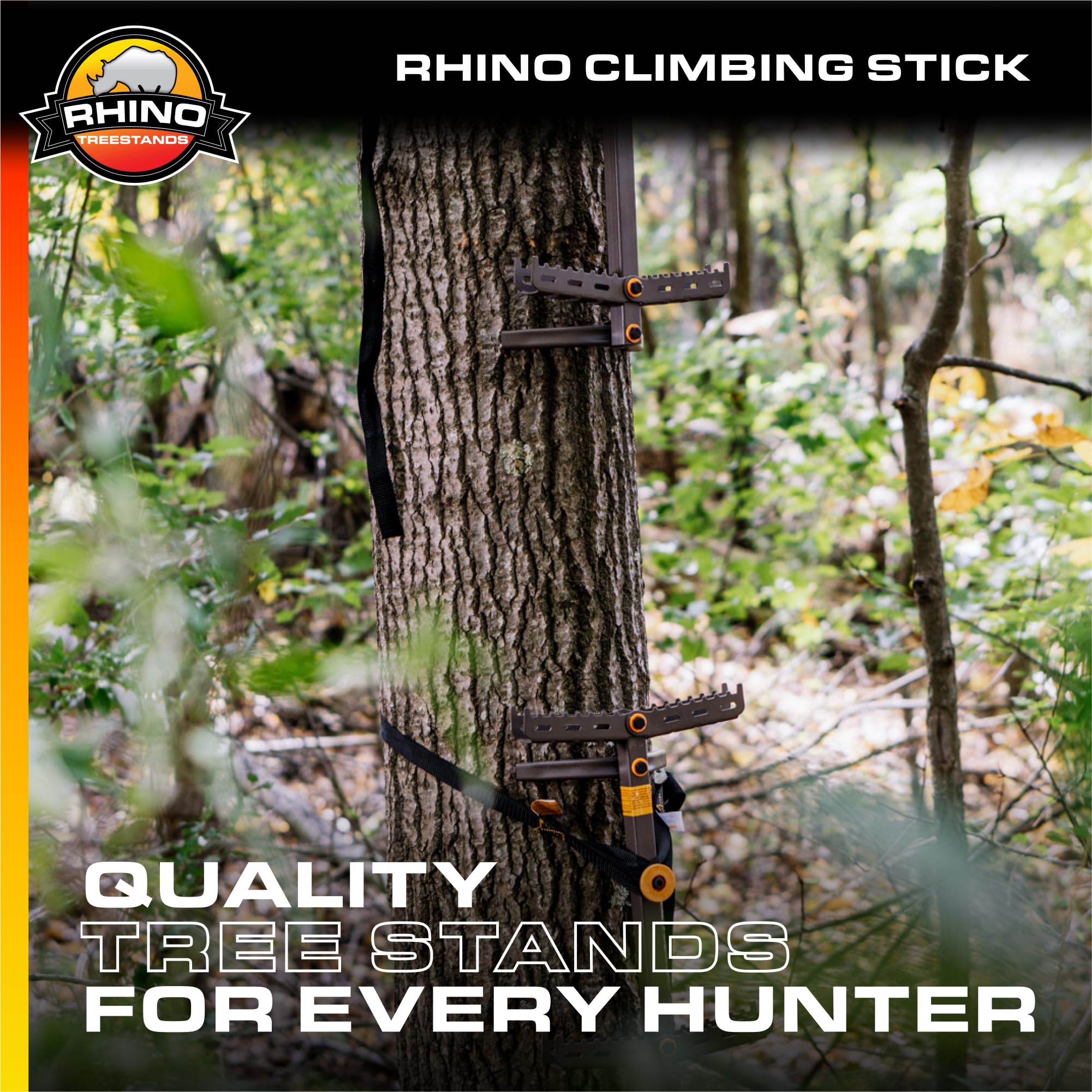 31" Rhino Treestands Climbing Sticks with Fold Out Tread Steps for Easy Climbing (4-Pack), Grey