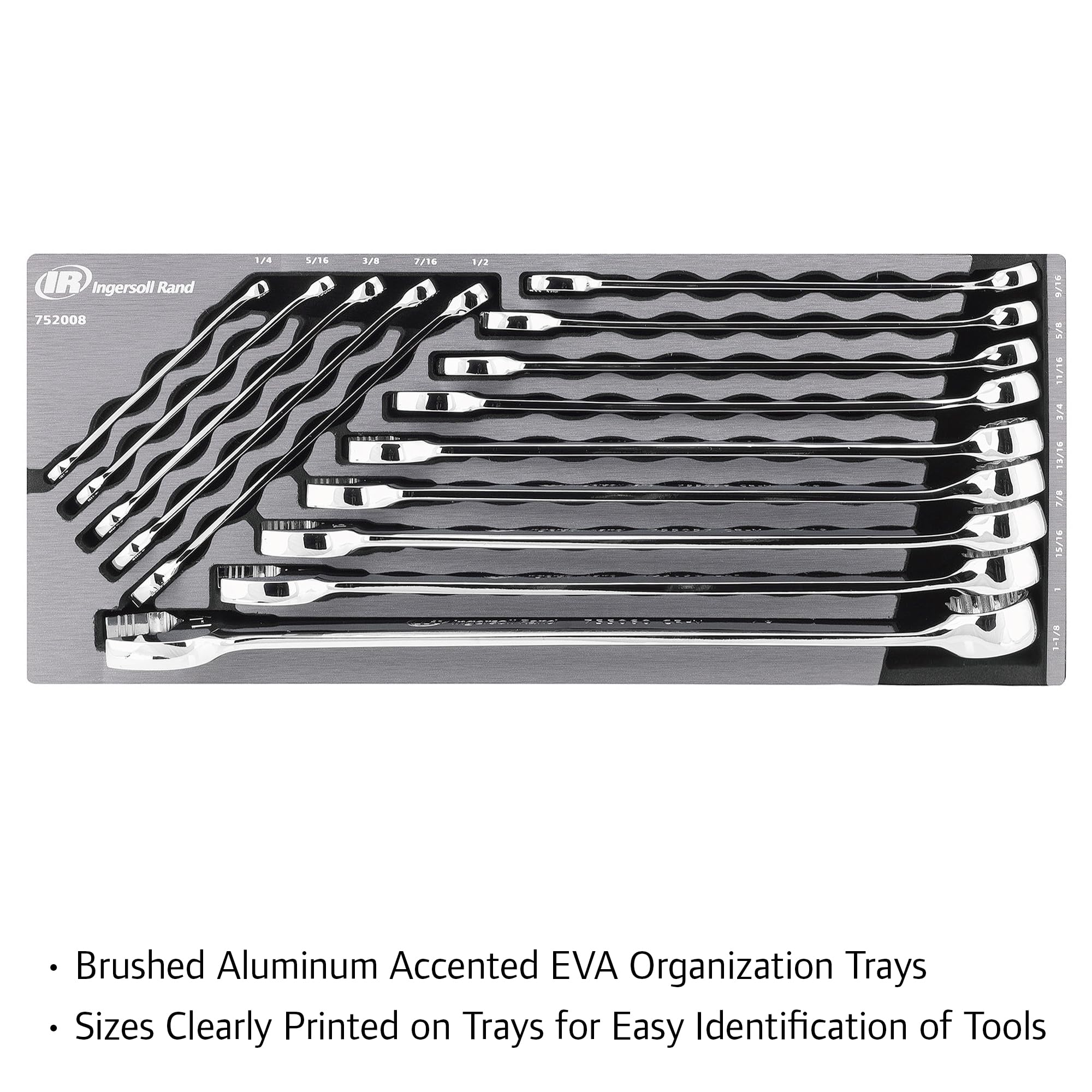 Ingersoll Rand 14 Pc. Tech Solutions Master Non-Slip Combination Wrench Set - SAE- 752008, Silver