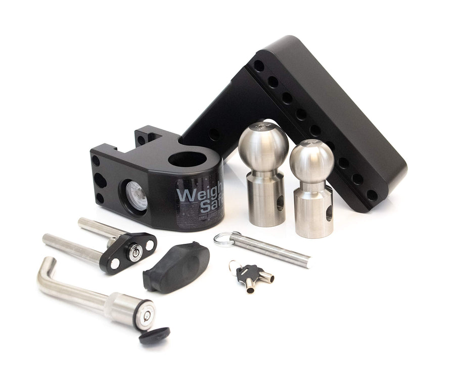 Weigh Safe 6" Drop Hitch WS625KACERBLA, 2.5" Receiver - Adjustable Aluminum Trailer Hitch Ball Mount w/Built-in Scale, 2 Stainless Steel Balls (2"&2-5/16") Keyed Alike Lock Hitch Pin Black CERAKOTE