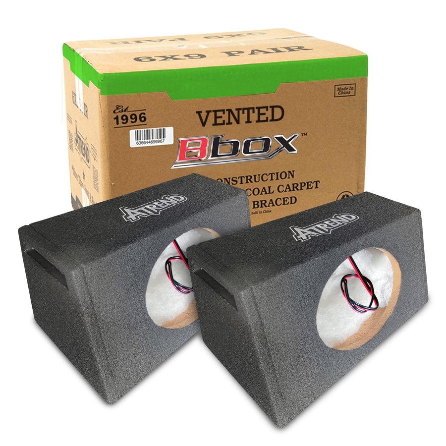 Atrend 6” x 9” Vented Pro Audio Tuned Speaker Subwoofer Enclosures - Designed, Engineered in USA - Improve Audio Quality, Sound & Bass - Nickle Finish Terminals