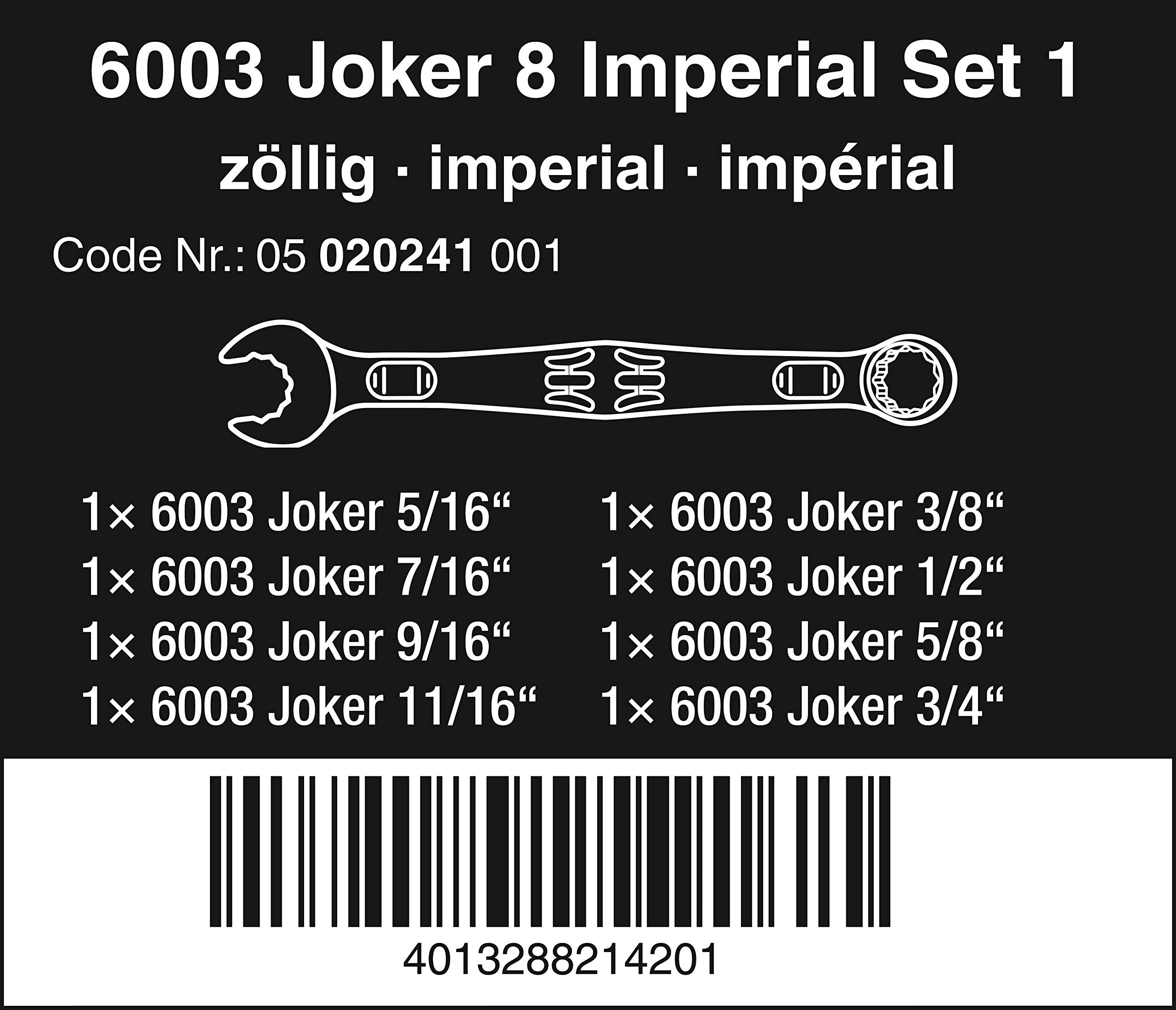 8pc Joker 6003 Combo Wrench Set Imperial in Textile Pouch