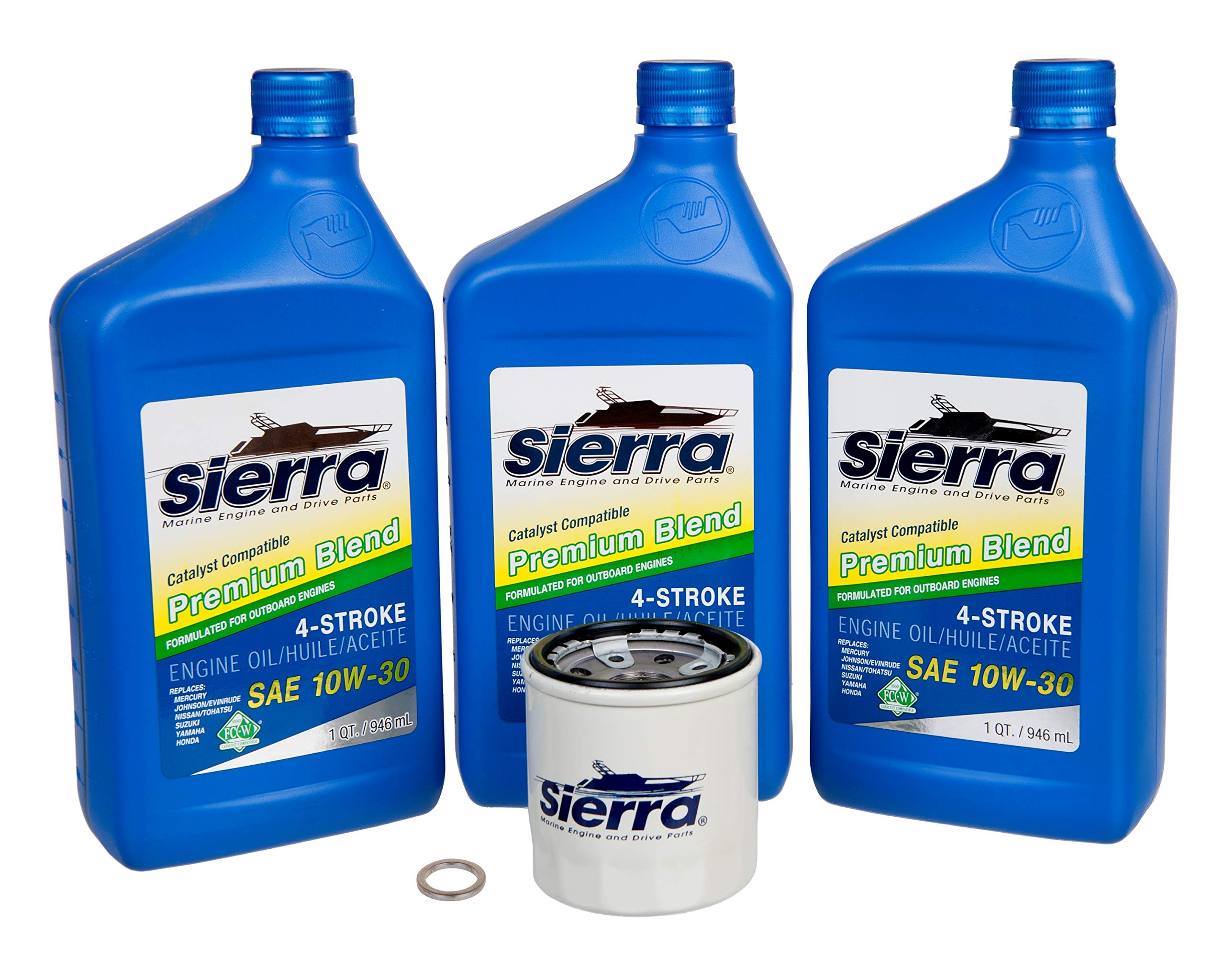 Yamaha Outboard Sierra International 18-9390 Oil Change Kit, Includes 3 Quarts 10W-30 Oil, Oil Filter, Crankcase Drain Gasket