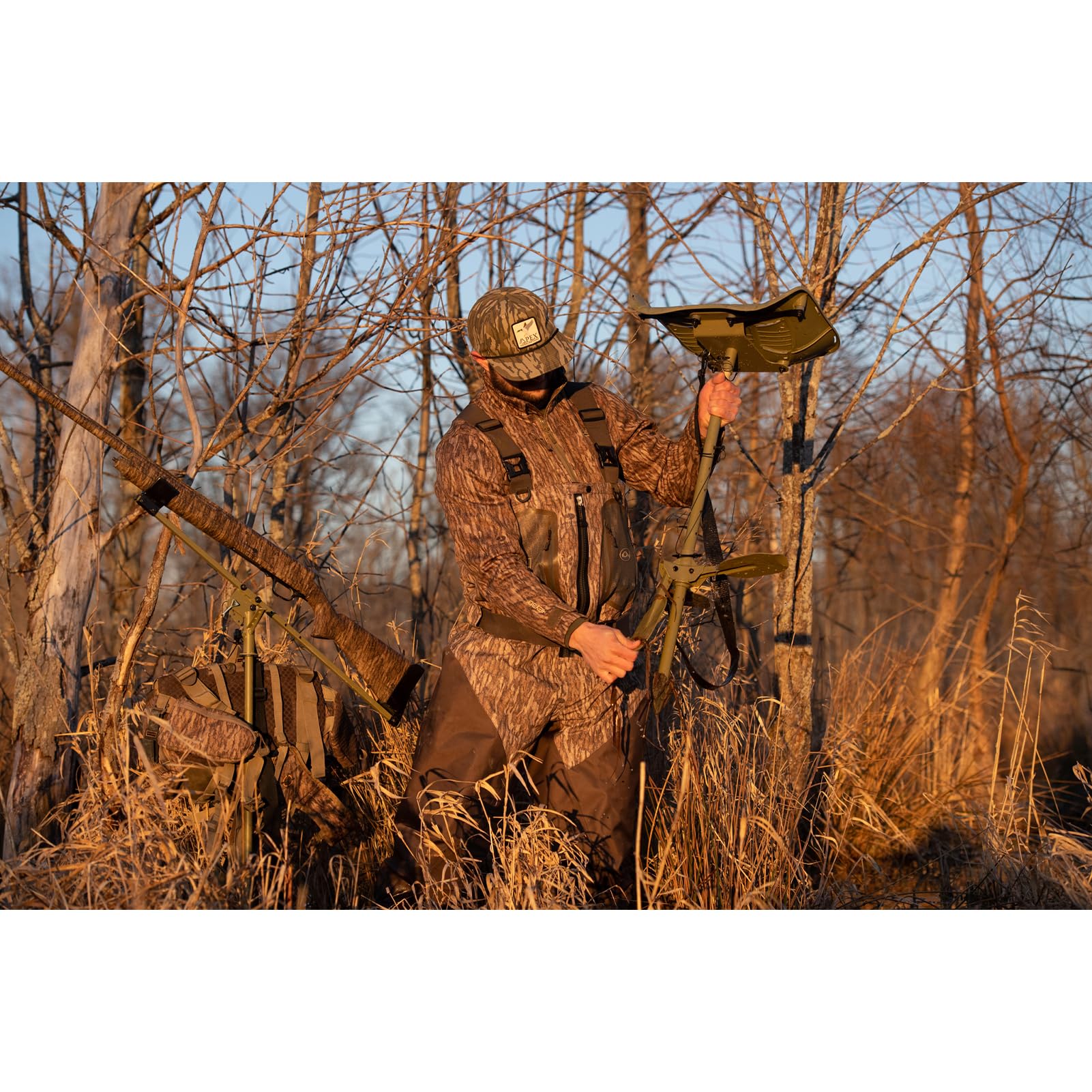 Ergo Ultimate Avian-X Marsh Seat for Waterfowl Hunting - Ergonomic Lightweight Durable Solid Stable Adjustable Rotating Supportive Pressure-Relieving Stool with Carry Sling
