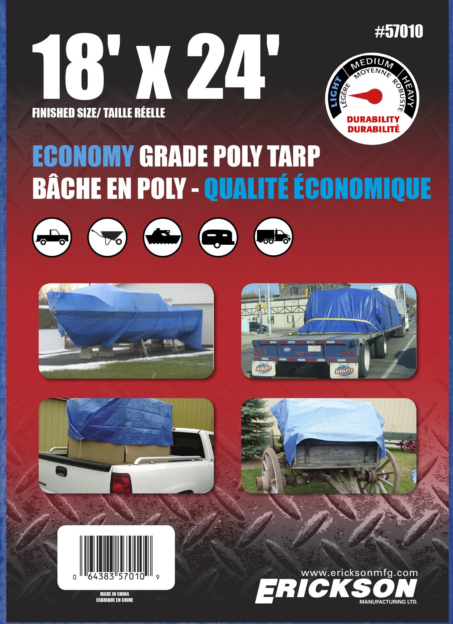 Blue Economy Poly Tarp Erickson, 18' x 24', 1 Pack