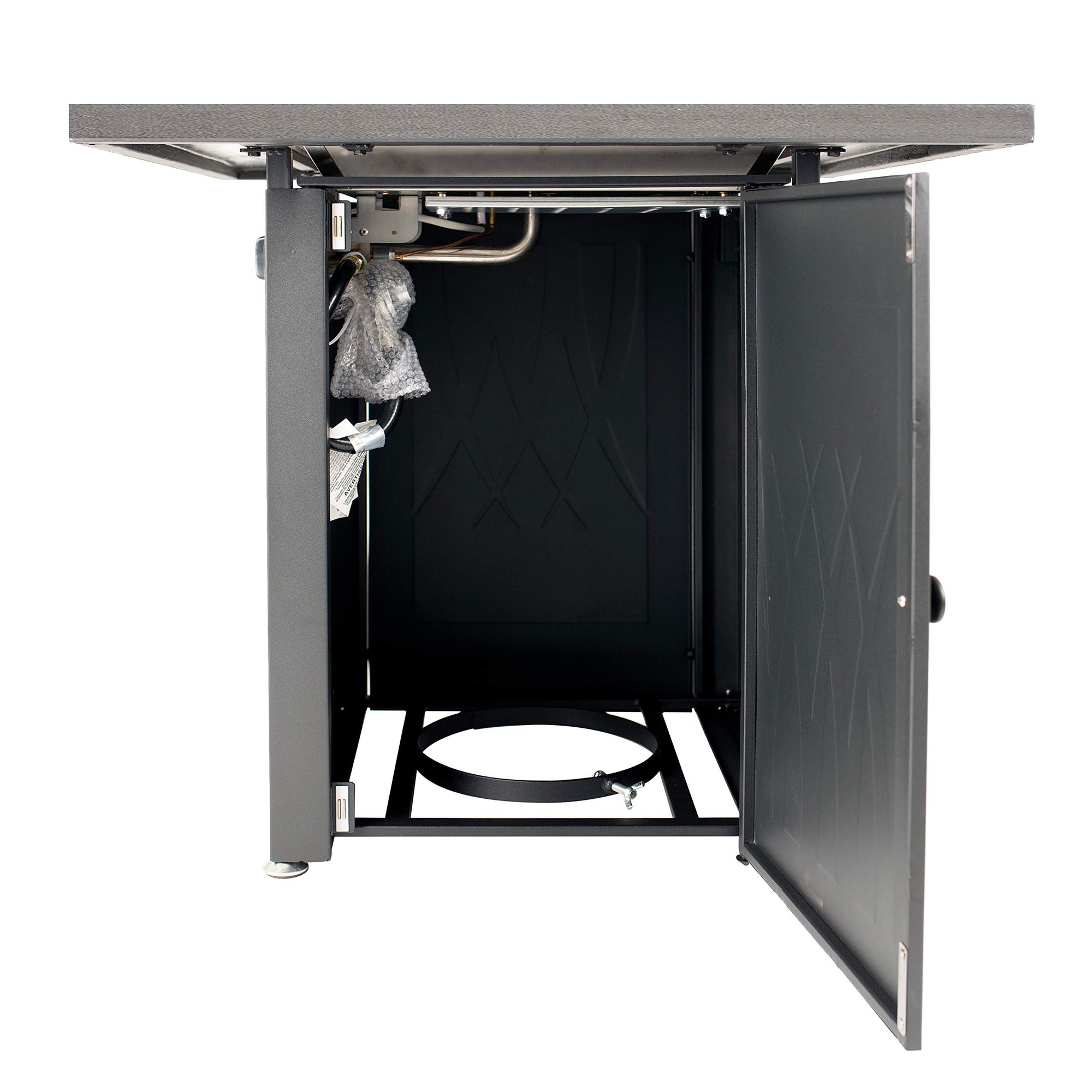 GHP Group Pleasant Hearth OFG824T Atlantis Table Gas Fire Pit, Matte Black/Tile Top