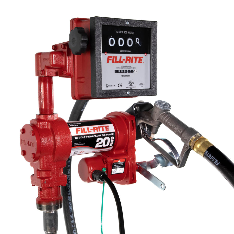 Fill-Rite 12V FR4211H Fuel Transfer Pump with Standard Mechanical Meter Package, 20 GPM Gasoline, Diesel, Kerosene, Ethanol & Methanol Blends & Biodiesel