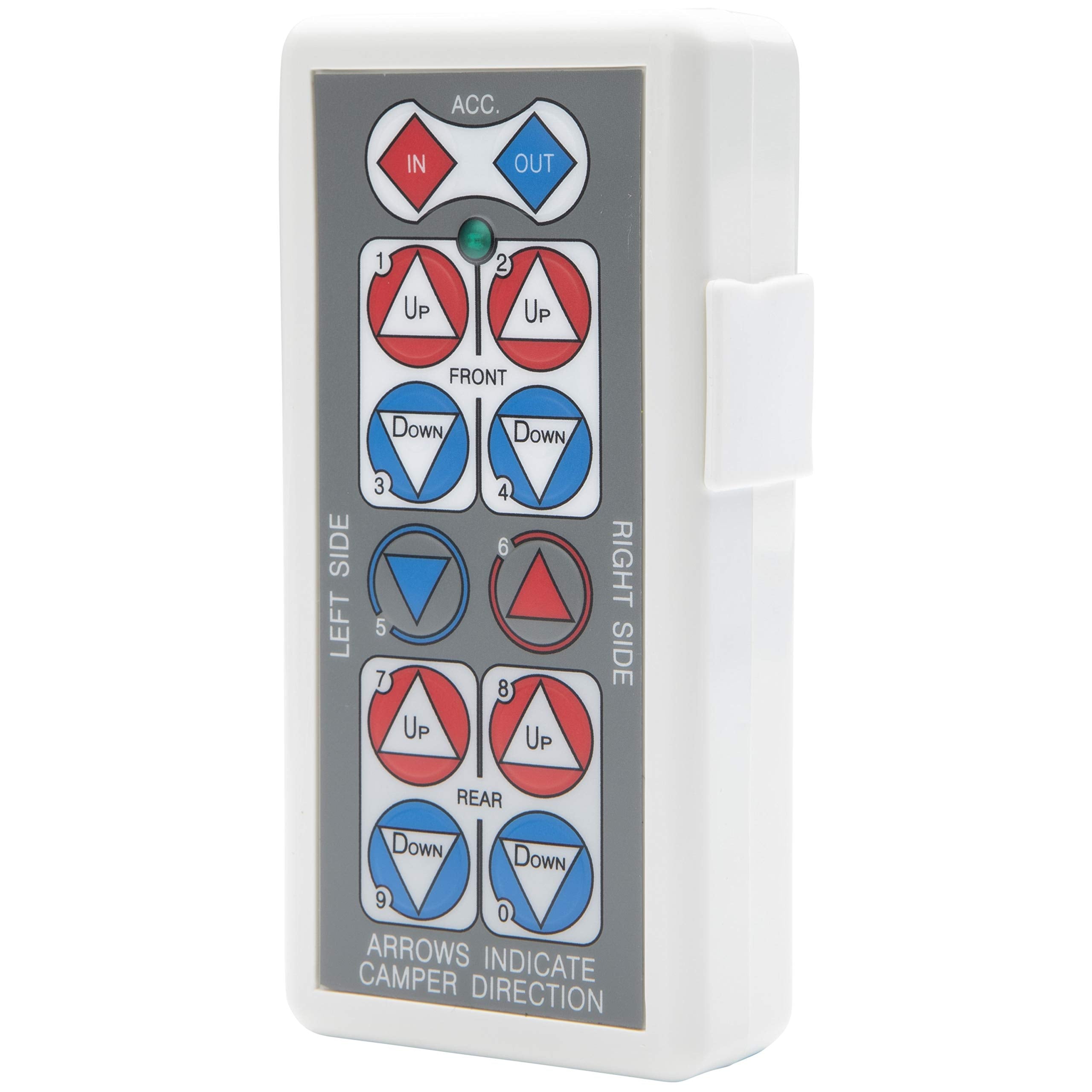 HappiJac Wireless Remote Controller Replacement Truck Camper Jack, Up-Down, Right-Left, in-Out Buttons, Directional Motor Control Pad, Requires 2 AA Batteries - 183070
