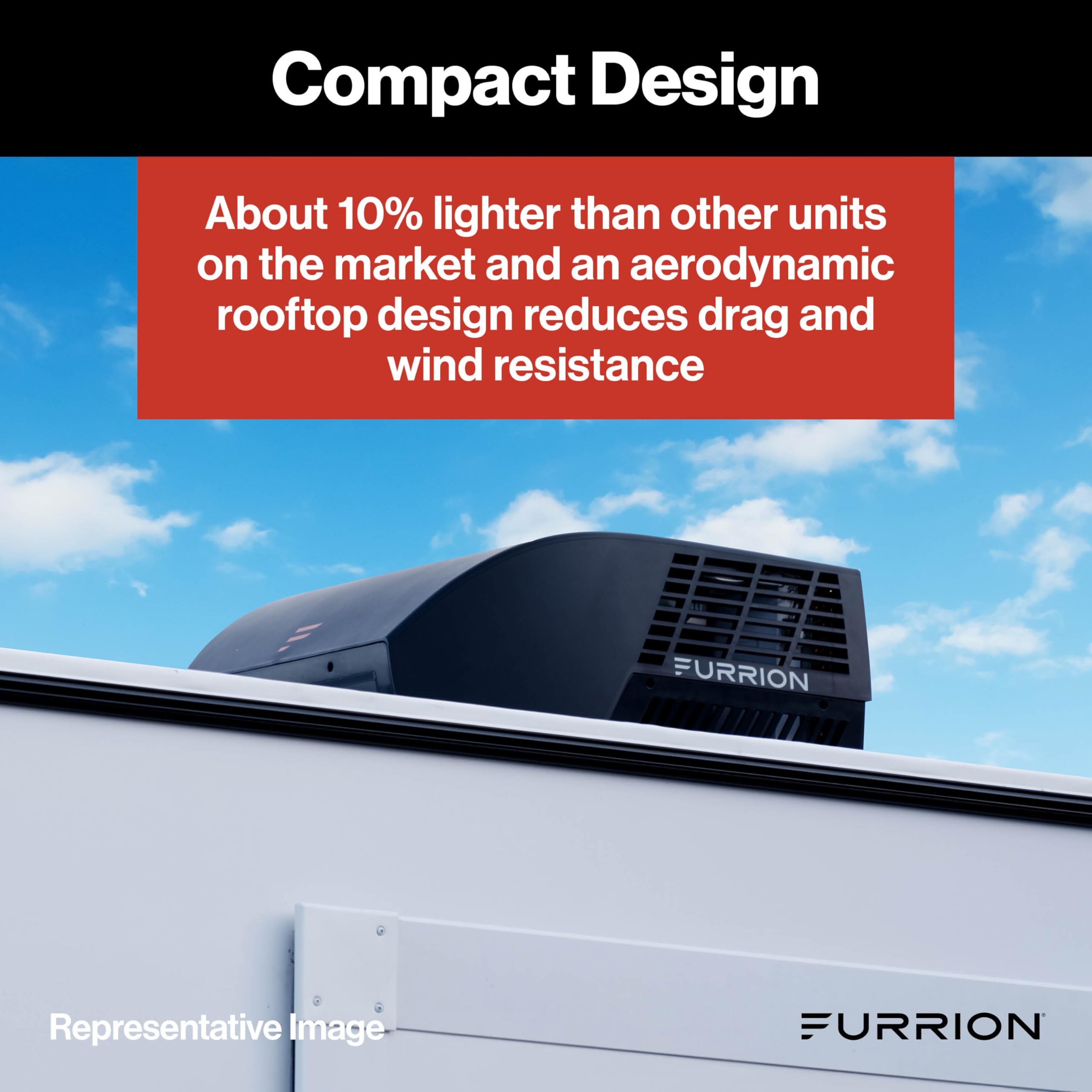 Furrion 18k BTU Chill Cube Variable Speed RV Rooftop Air Conditioner, Black, Non-Ducted, R32 Refrigerant, Quiet High-Efficiency AC with Turbo Cool Mode, Lightweight, AC Unit Only - FACR18VSSA-BL-AM