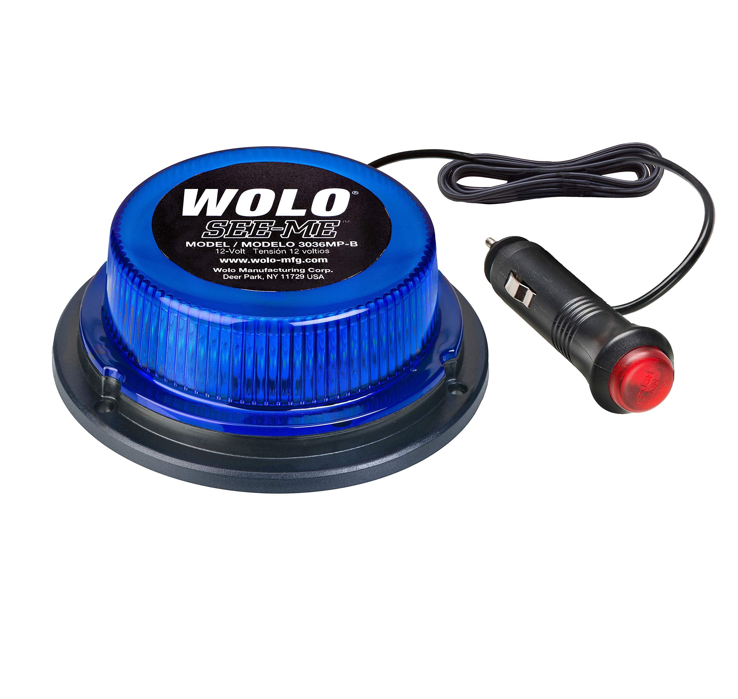 Apollo 1 Wolo 3036MP-B 12-100 Volt Safety Warning Emergency Light, Permanent Mount - Blue Lens