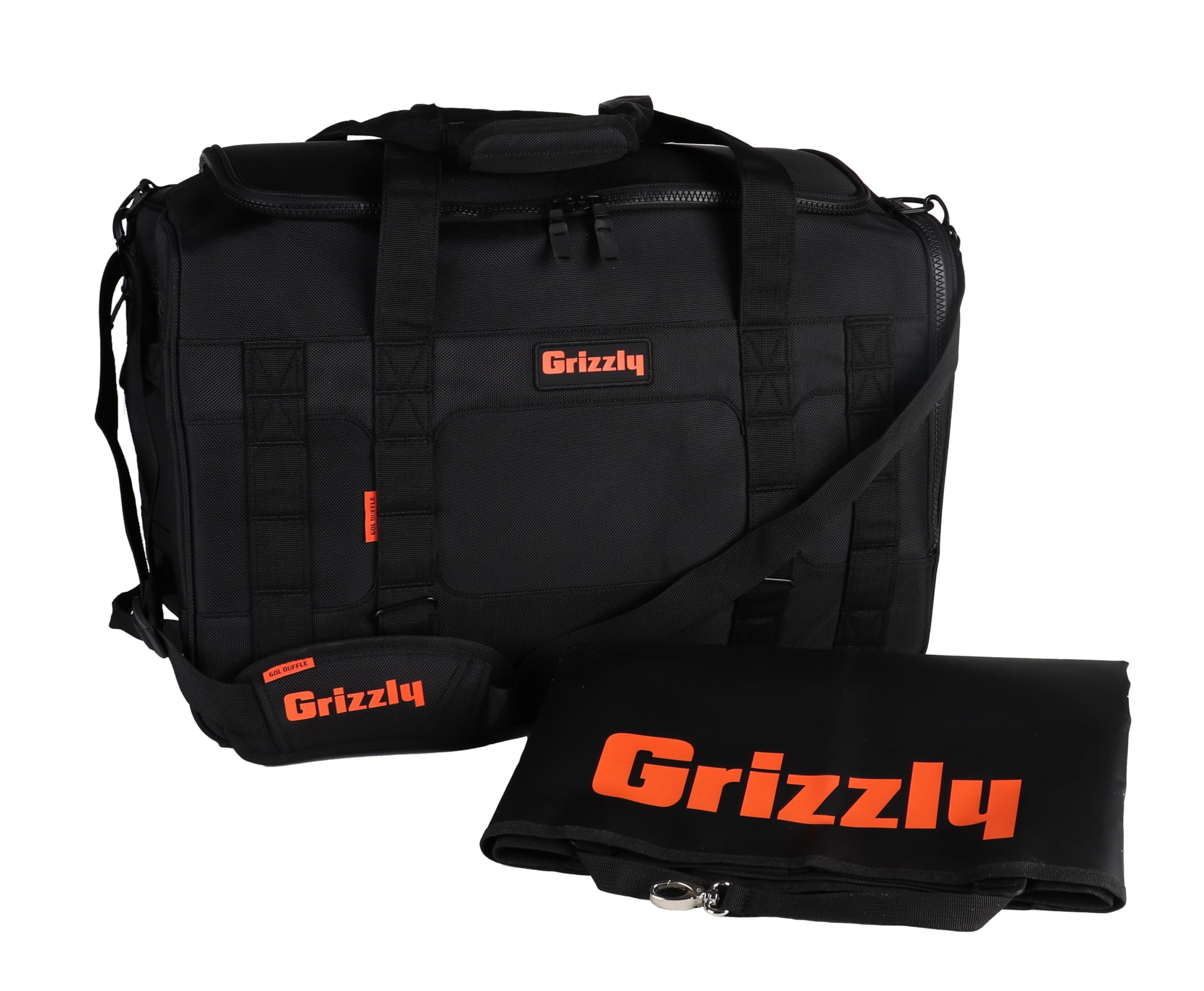 Duffle Grizzly 60 | Heavy-Duty Construction | Water Resistant Base | 60L Capacity | Large Storage Pocket | Blackout