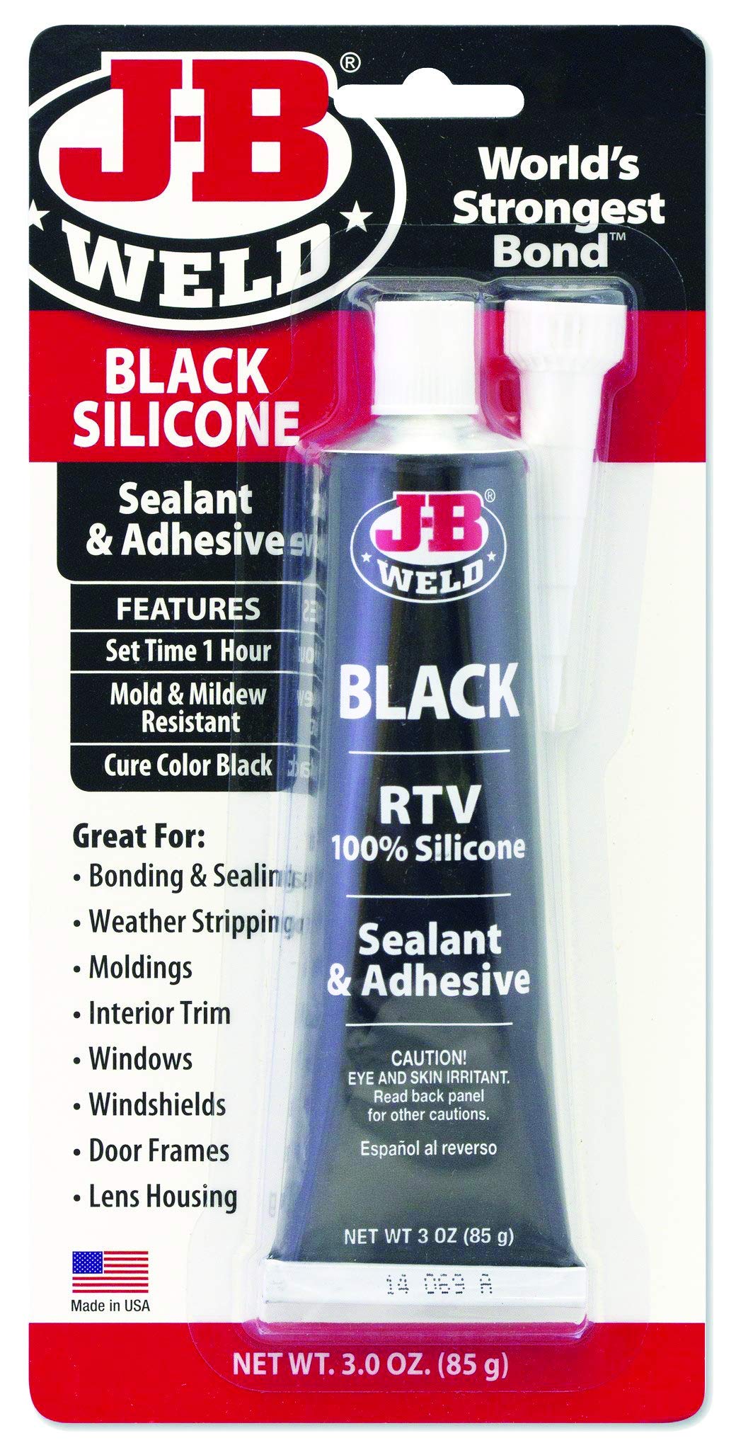 Black J-B Weld RTV Silicone Sealant and Adhesive - 3 oz.