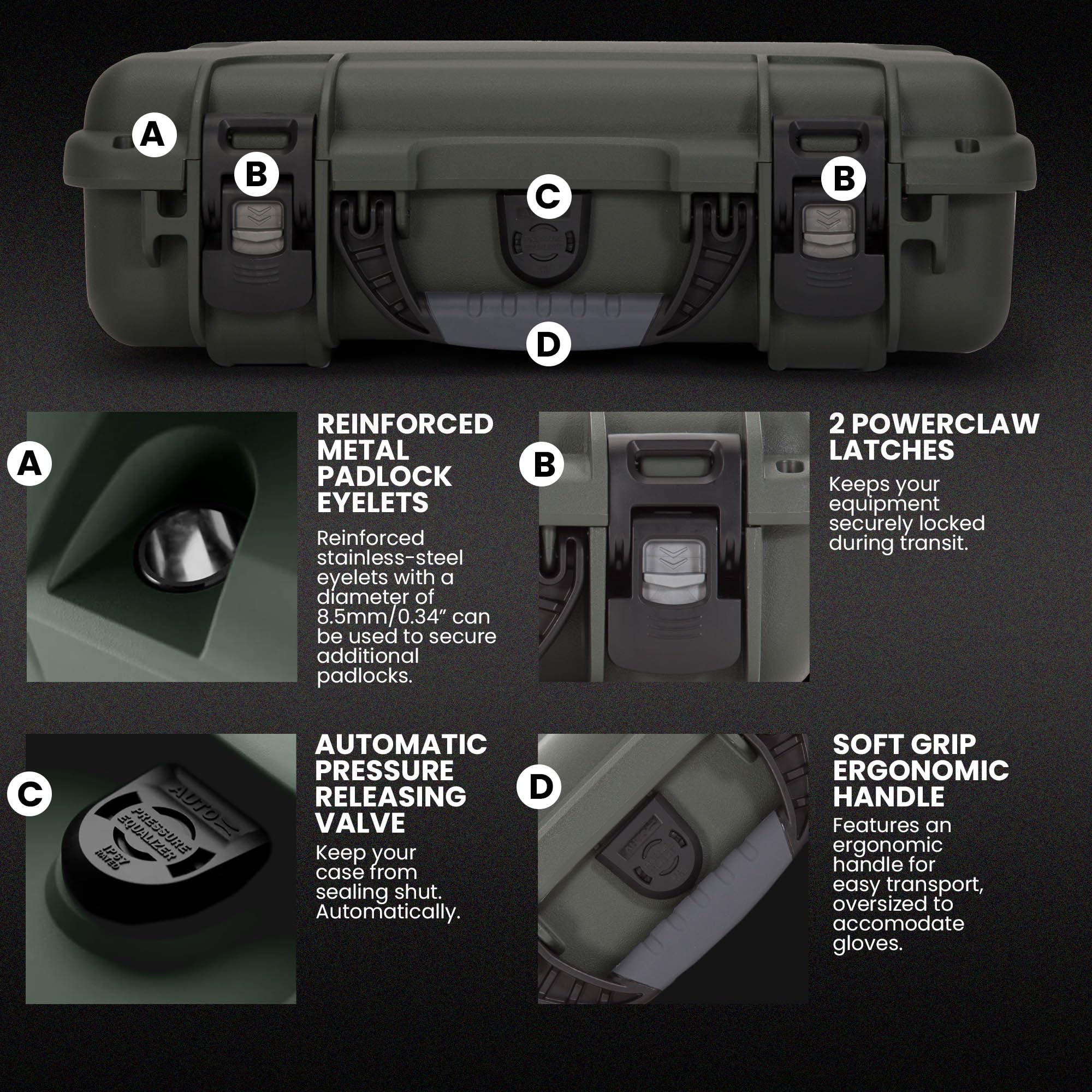 Waterproof Hard Case NANUK 910 with Foam Insert for Pistol Optic Ready, Olive