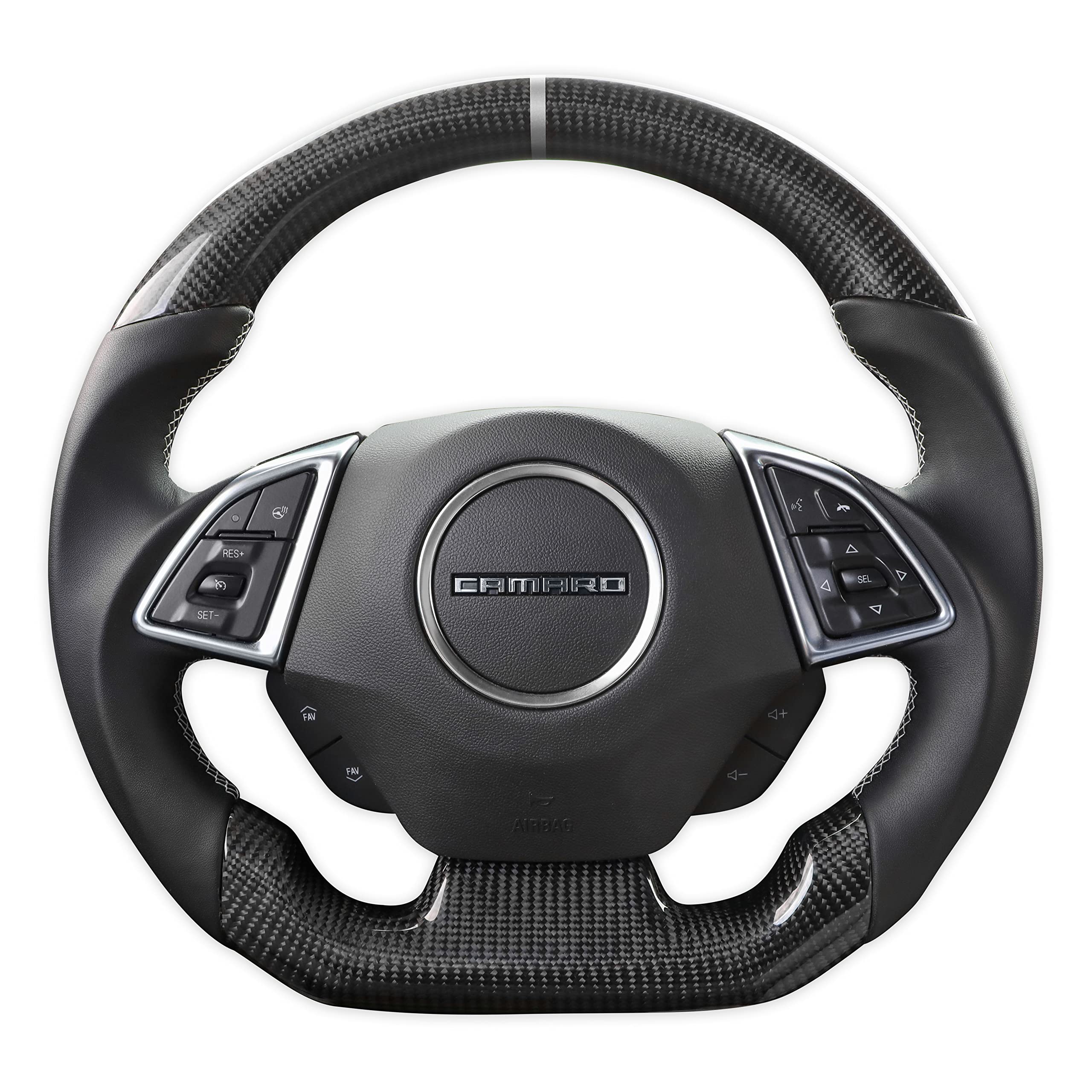 Carbon Fiber Steering Wheel with Leather Grips Drake Muscle Cars CA950-13