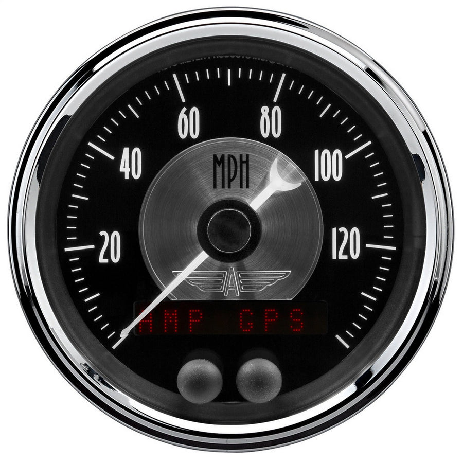 Speedometer AutoMeter 2080 Gauge, 3 3/8", 140 Mph, GPS, Prestige Blk. Diamond