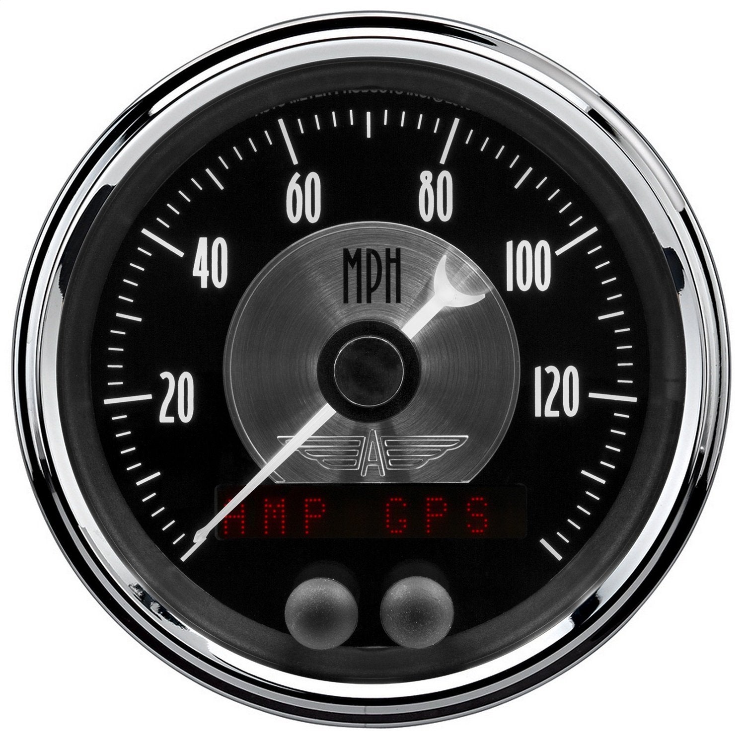 Speedometer AutoMeter 2080 Gauge, 3 3/8", 140 Mph, GPS, Prestige Blk. Diamond