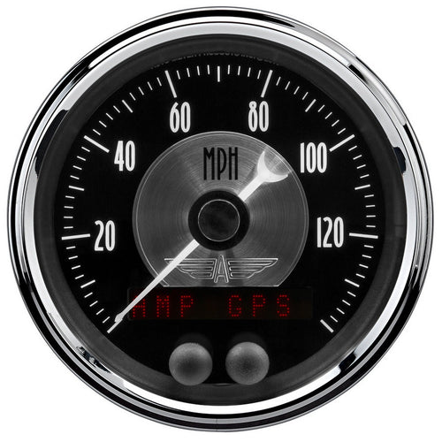 Speedometer AutoMeter 2080 Gauge, 3 3/8", 140 Mph, GPS, Prestige Blk. Diamond