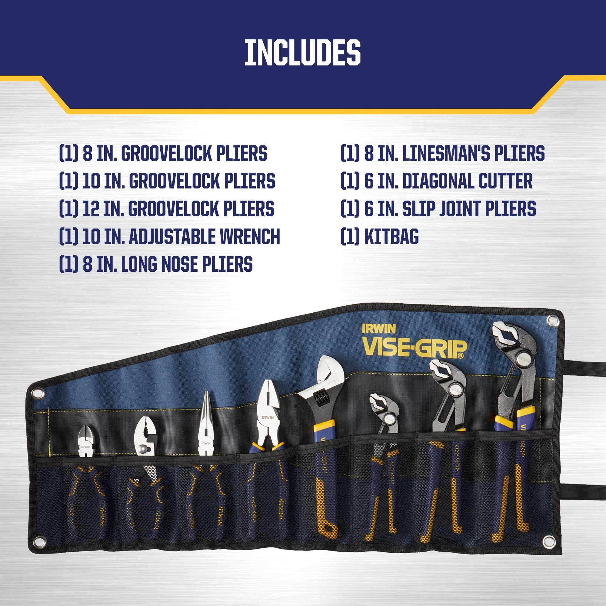 IRWIN Tools GrooveLock VISE-GRIP Pliers Set, 8 Piece, 2078712