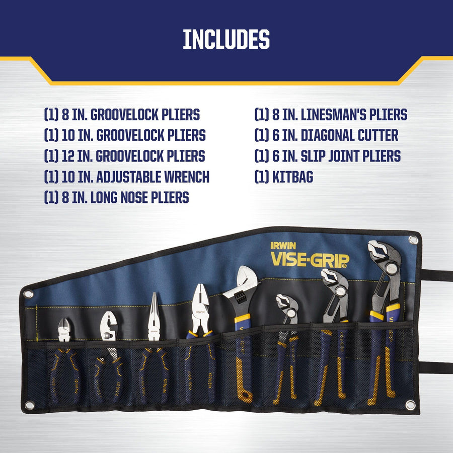 IRWIN Tools GrooveLock VISE-GRIP Pliers Set, 8 Piece, 2078712