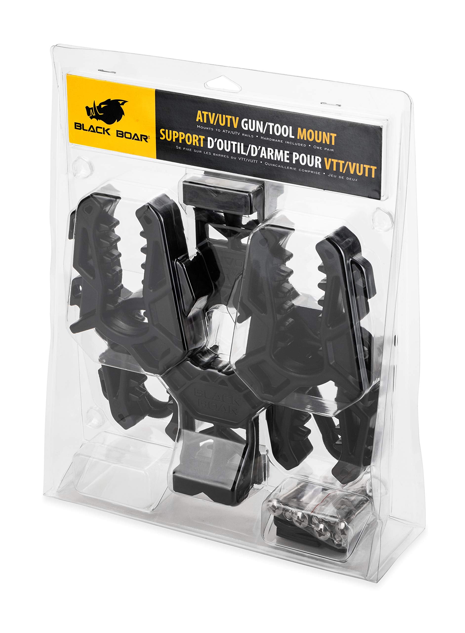Boar Black UTV/ATV Double Gun & Tool Mount - Features Flexible Non-Marring Teeth for Better Grip - Includes Rubber Base Plate Pads - Max Carry Weight of 15lbs (66030)