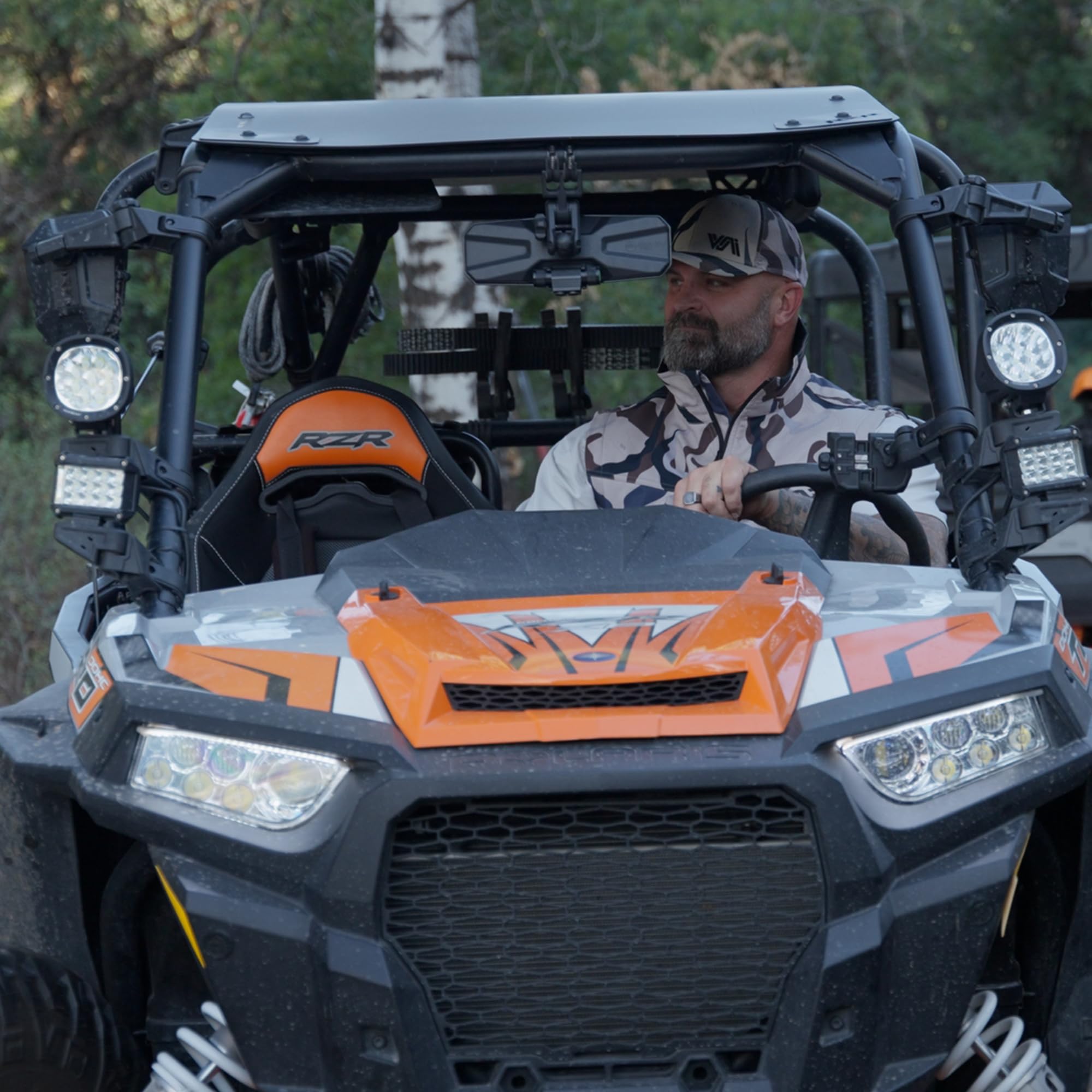 ATV Tek UTV Rearview Mirror CLEARVIEW™, Black UV Resistant Nylon, Designed for and Fits, Honda, Yahama, Polaris, Kawaski, CF Moto with Round Mount Tubing