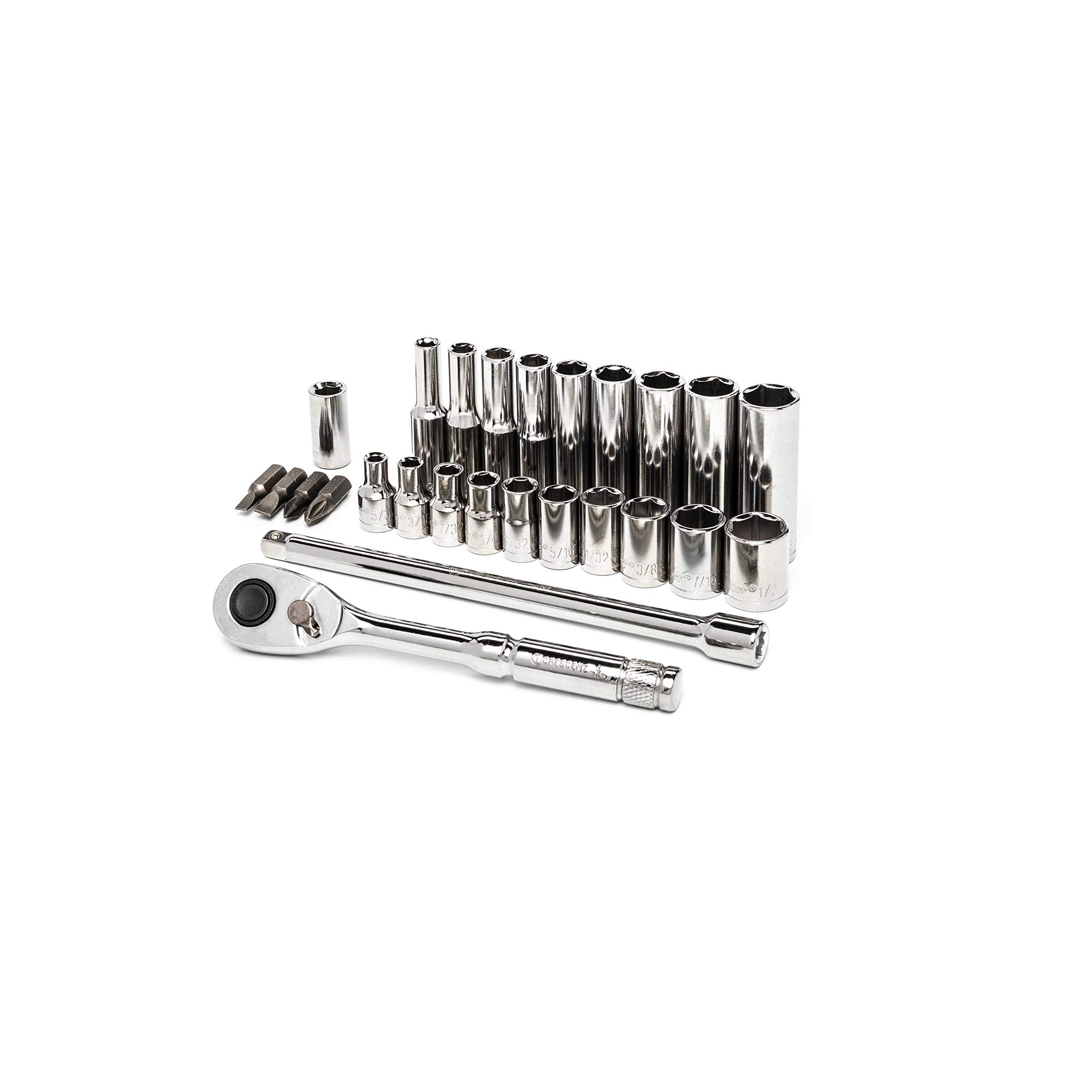 Crescent 1/4" Drive 26 Piece Standard & Deep SAE Mechanics Tool Set - CSWS2C