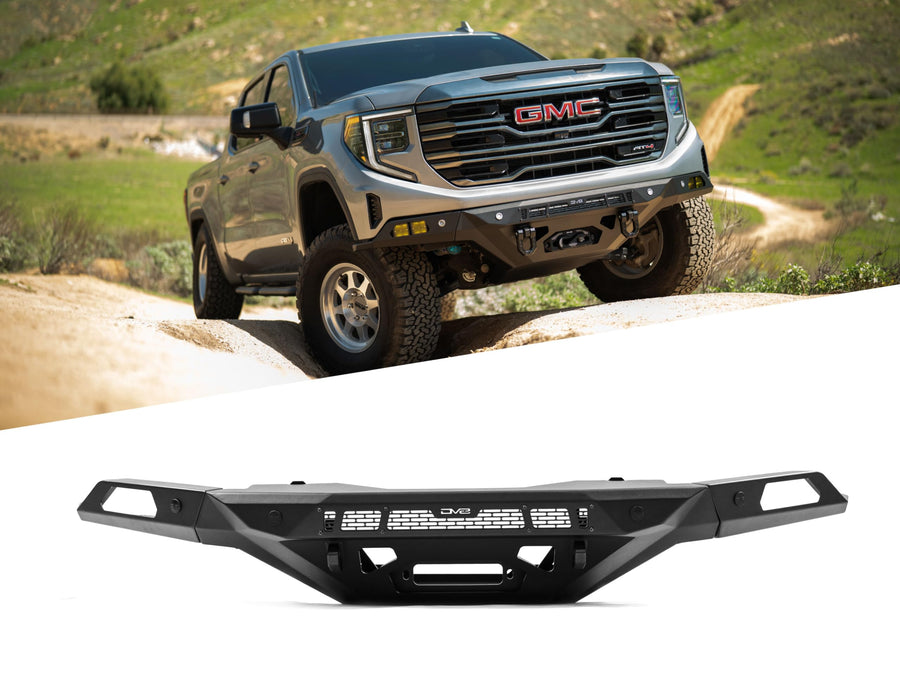 Offroad DV8 Spec Series Front Bumper for 2022-2025 GMC Sierra 1500 | Heavy-Duty Winch Mount | 20" Light Bar Mount | (4) 3" Pod Light Mounts | Steel Full Front Skid Plate | Low-Profile Fitment