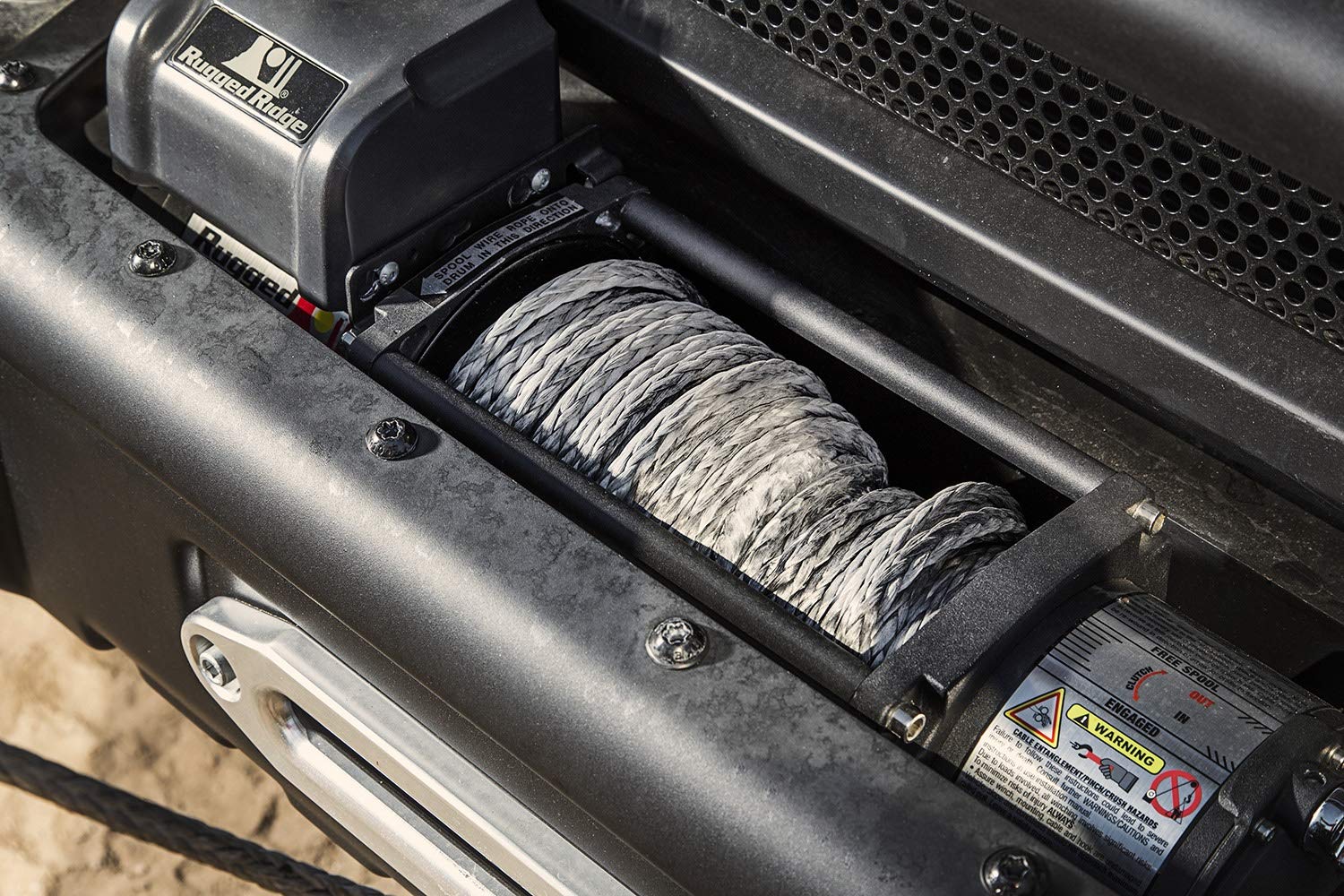 Synthetic Winch Line Rugged Ridge 15102.12, Dark Gray, 7/16 inch x 90 feet, Universal