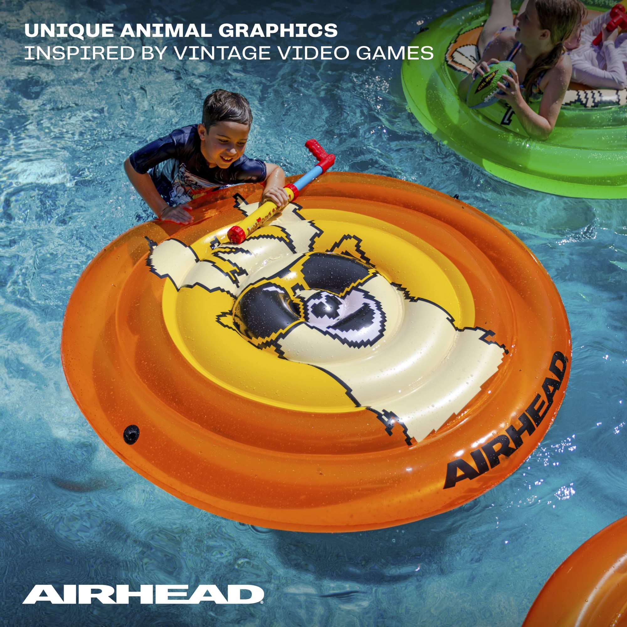 Llama Airhead Pixelated Inflatable Pool Float, Orange