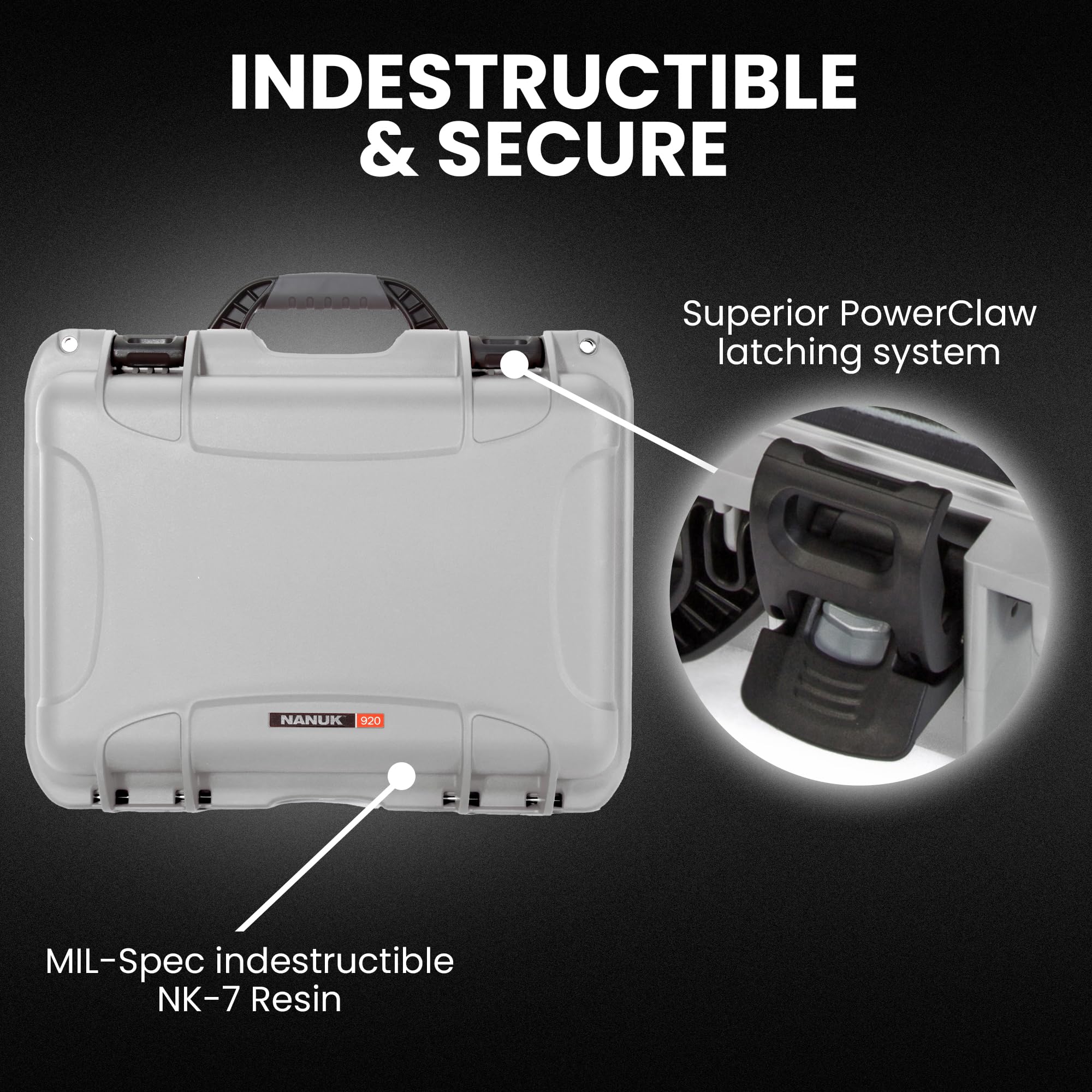 Pro Photo Kit NANUK 920 – Waterproof Travel Camera Hard Case with Padded Dividers & Lid Organizer, 16.7” x 13.4” x 6.8”, Dustproof & Impact-Resistant, Airline Carry-On Approved – Silver