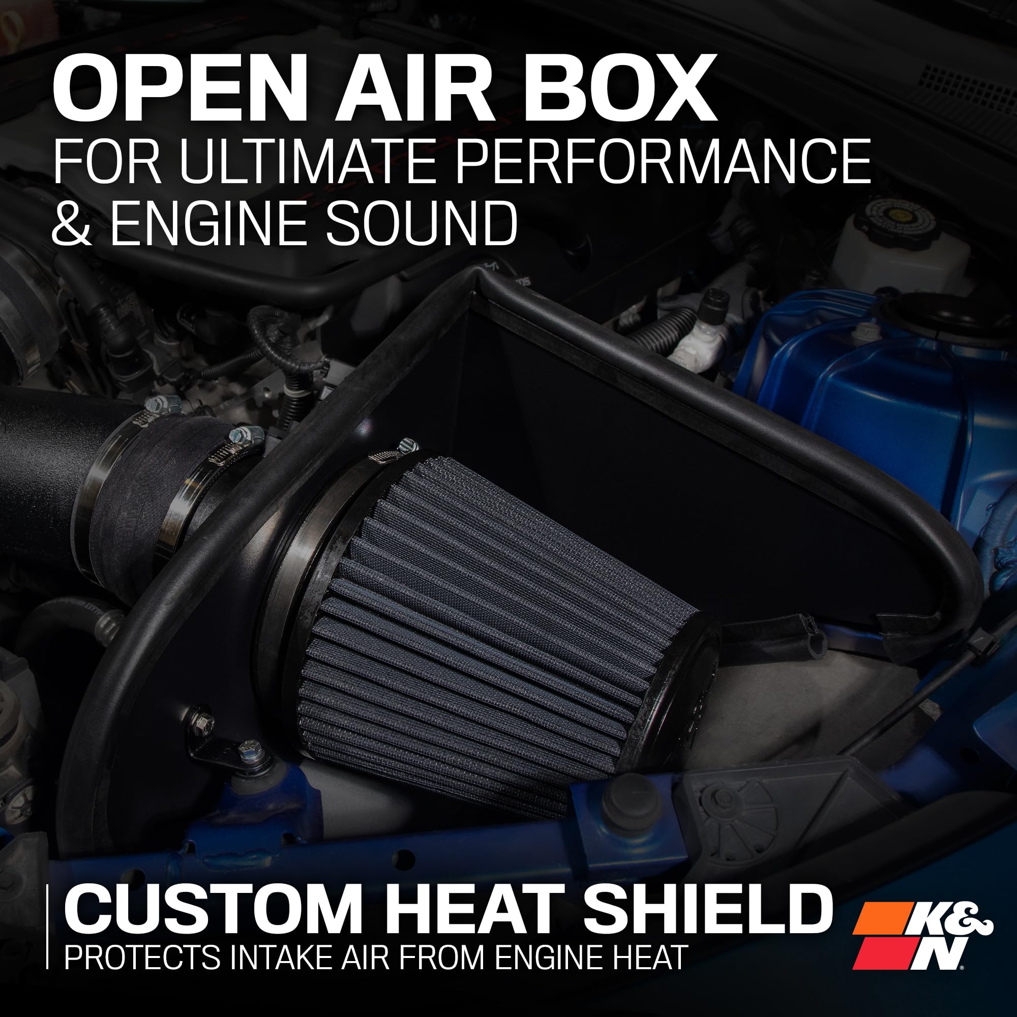 Cold Air Intake System K&N: Dry-Flow Air Filter, Increase Performance & Acceleration: Compatible with 2016-2024 CHEVROLET: Camaro SS, 30-3092