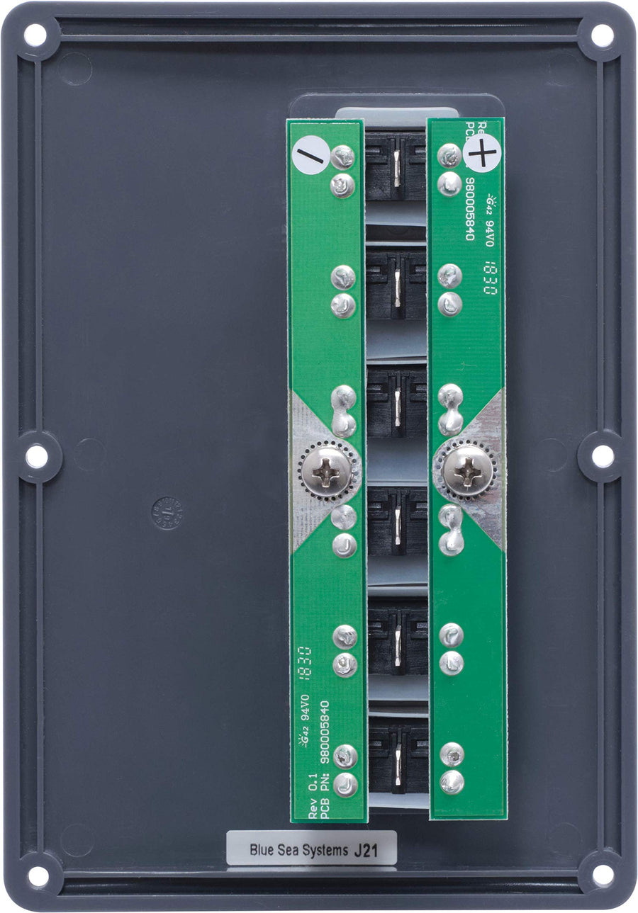 Water-Resistant Circuit Breaker Switch Panel Blue Sea Systems, Gray, 6 Positions