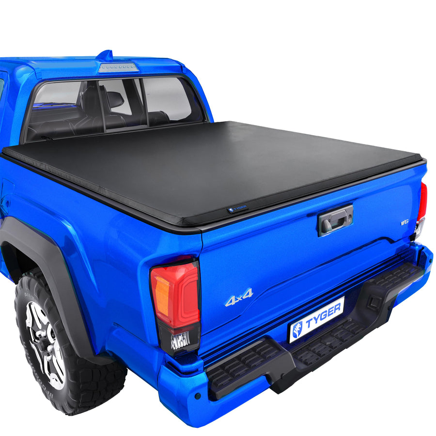 Tyger Auto T3 Soft Tri-fold Tonneau Cover Truck Bed Compatible with 2016-2023 Toyota Tacoma | 5' Bed | TG-BC3T1630 | Vinyl, Black
