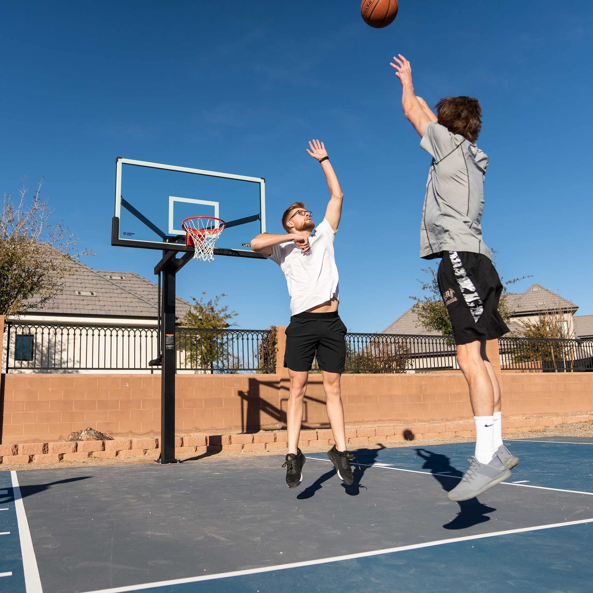 Mammoth 60" Lifetime Deluxe In-Ground Basketball Hoop, Adjustable Height Mammoth Lift, Tempered Glass Backboard Bolt Down System