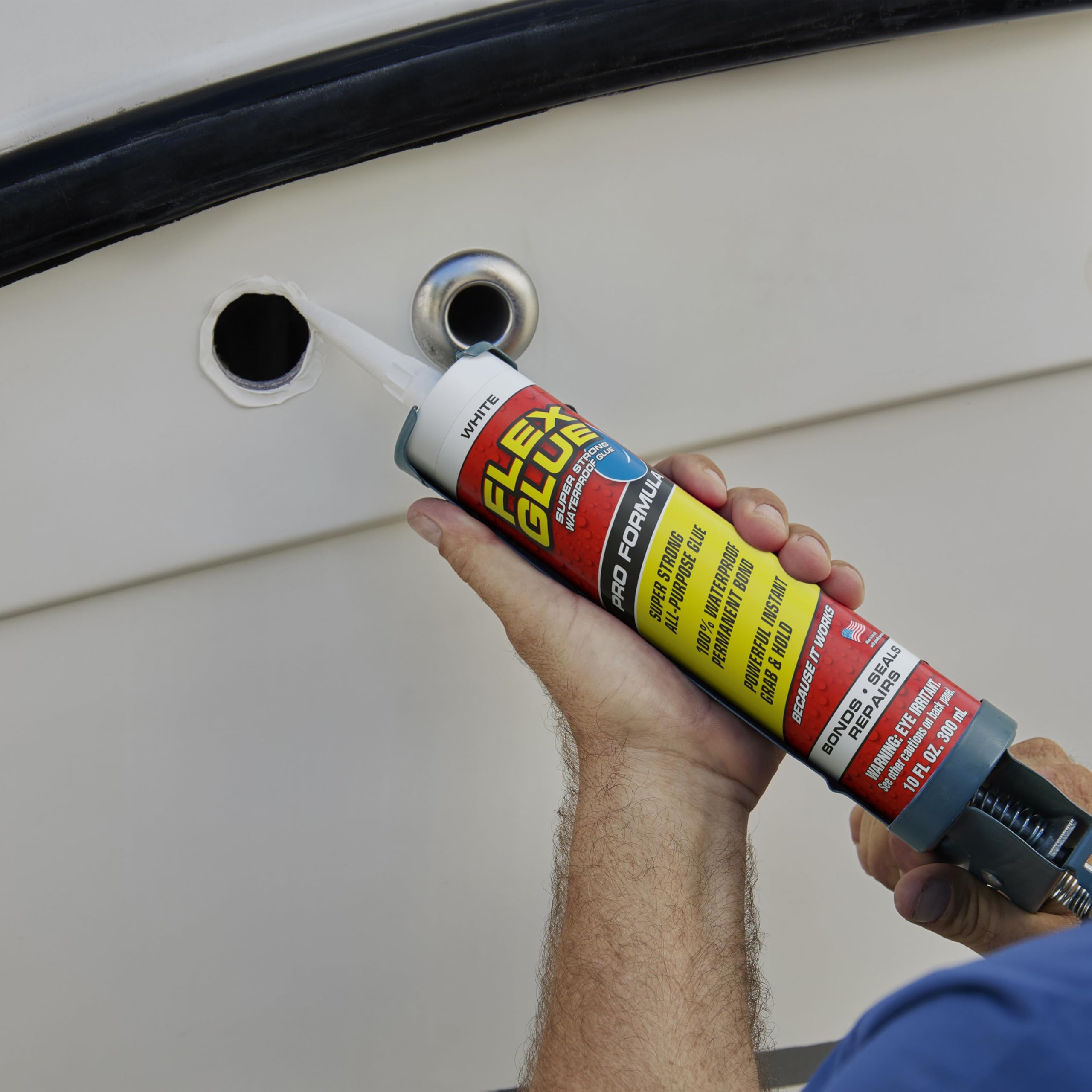 Flex Glue, Waterproof Rubberized Super Strong Adhesive, Works Underwater, Use on Pools, Showers, Outdoors, Concrete, Brick, Pavers, UV Resistant, 10 oz Cartridge, White, 1-Pack