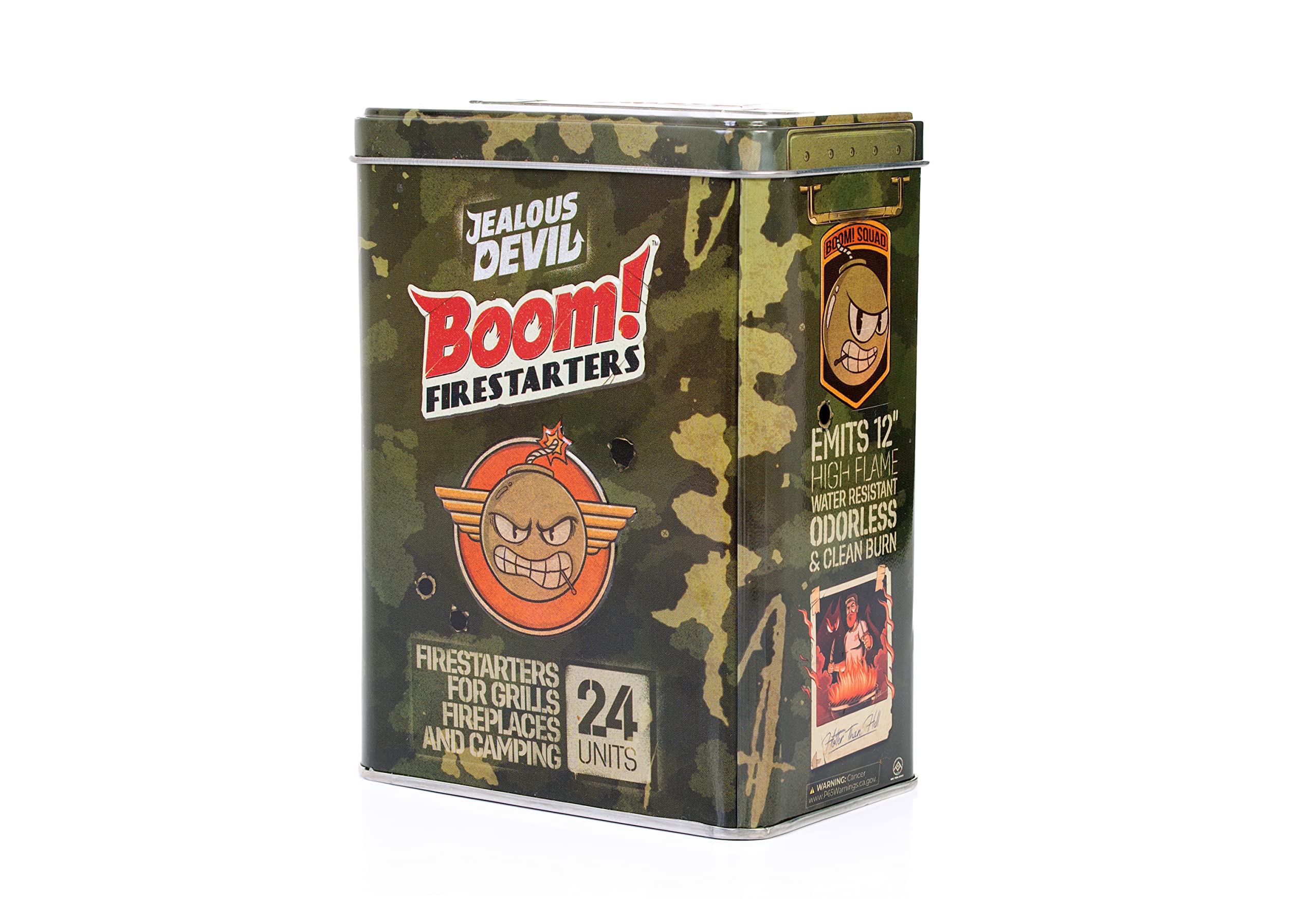 Boom! Jealous Devil Firestarters 24 Pack, 100% Natural Made from Coconut Fiber, No Smoke and Odorless, Waterproof, 20-Minute Long Burn for BBQ Lump Charcoal, Briquettes, Fireplace, Camping and More