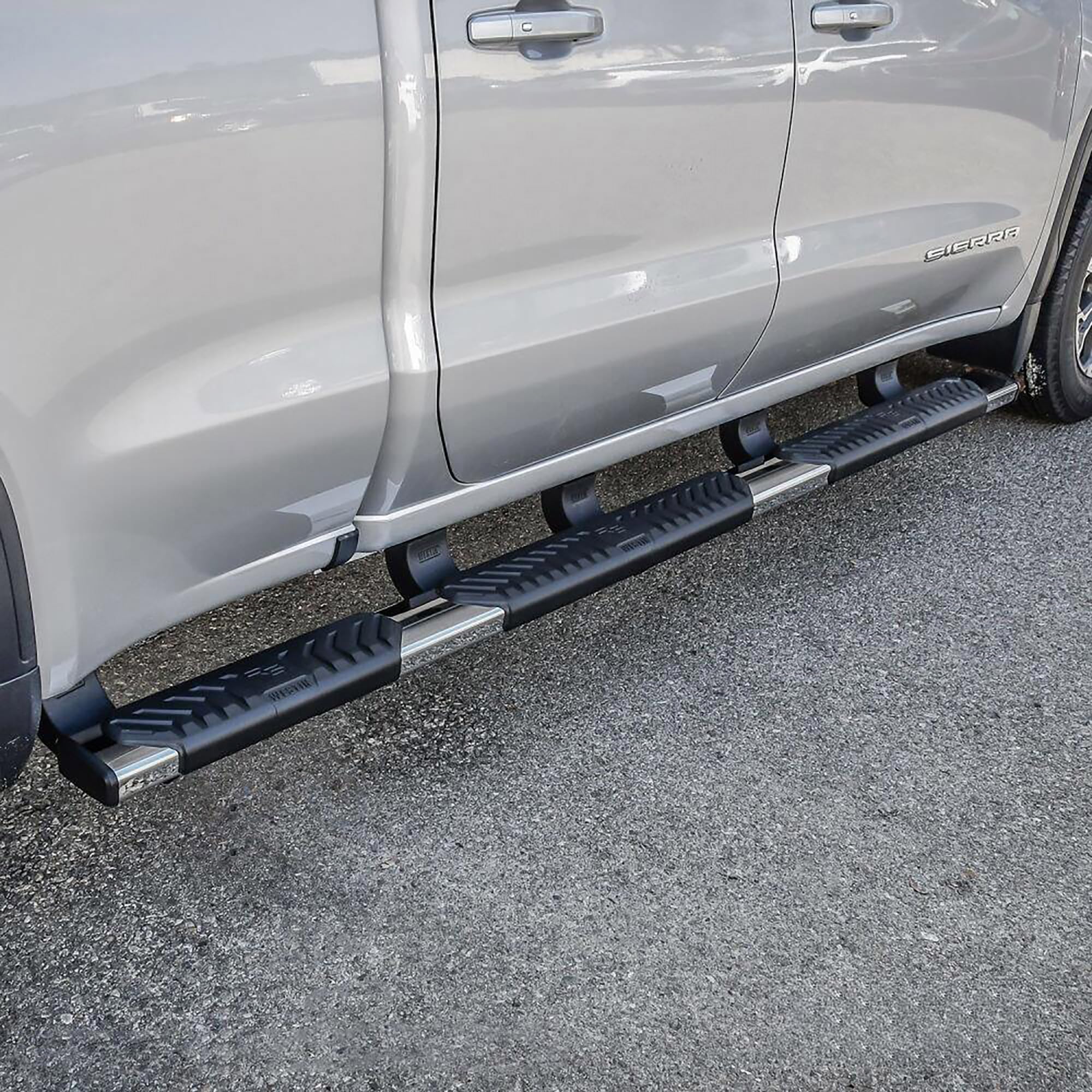 R5 Modular Wheel to Wheel Nerf Bars WESTIN fits 2019-2024 Silverado Sierra 1500 Crew Cab 5'5" Bed Double Cab 6'5" Bed (Exc 2019 Silverado LD/Sierra 1500 Limited) Polished Pair