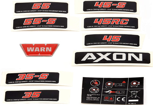 100987 WARN Label Replacement Kit, Fits: AXON Winches