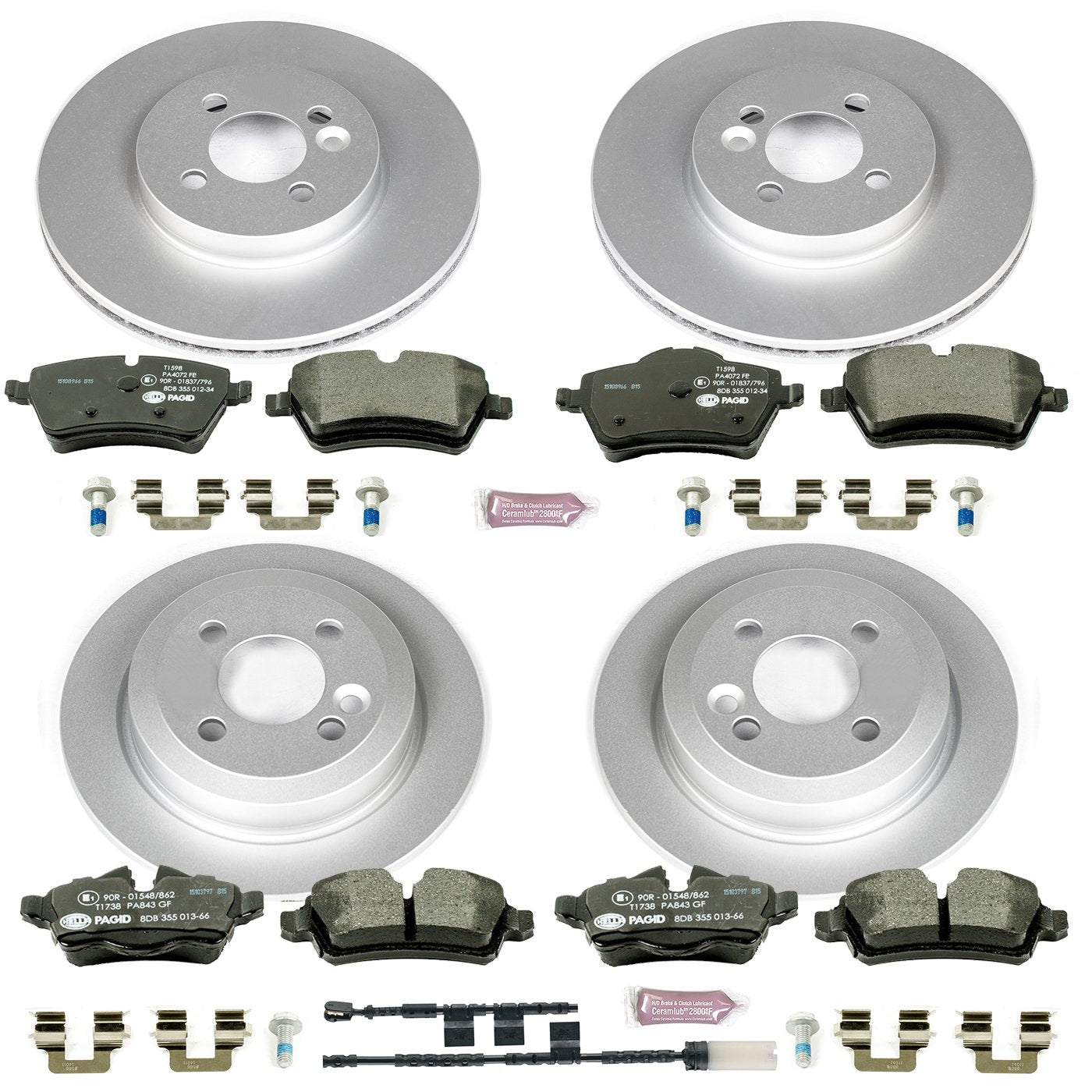 Power Stop ESK6742 Euro-Stop Brake Kit Front and Rear and 1 Front & 1 Rear Sensor Wires For Mini Cooper 2012-2015 [Model Specific]