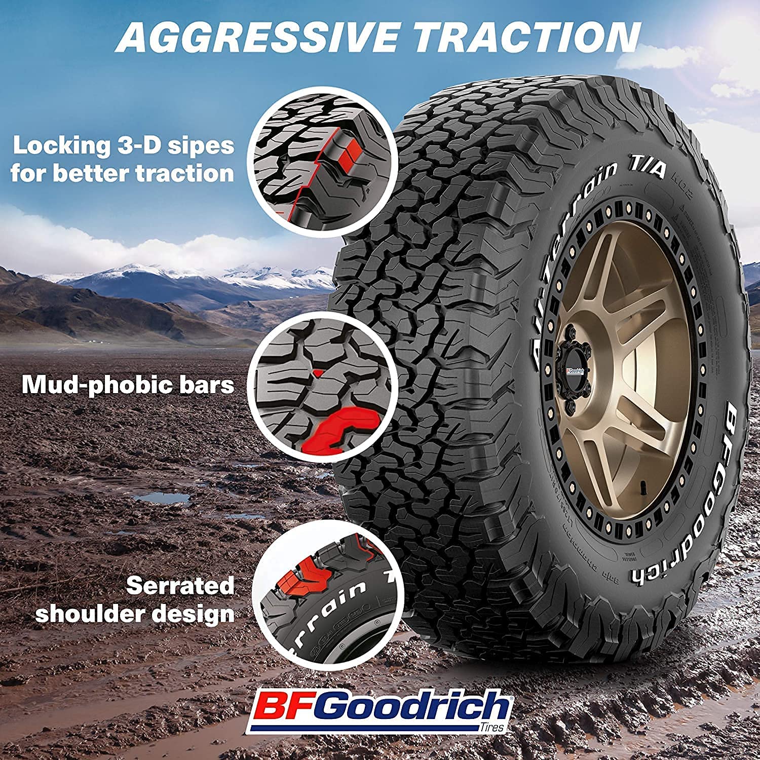 BFGoodrich All Terrain T/A KO2 Radial Tire for Light Trucks, SUVs, and Crossovers, 31x10.50R15/C 109S