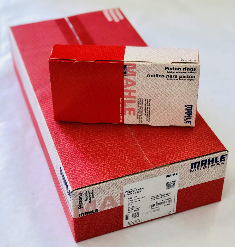 MAHLE Pistons set 8 Compatible with 2003.5-2010 Ford 6.0 6.0L Diesel Standard Size Pistons set Powerstroke MAHLE Clevite Coated with Rings