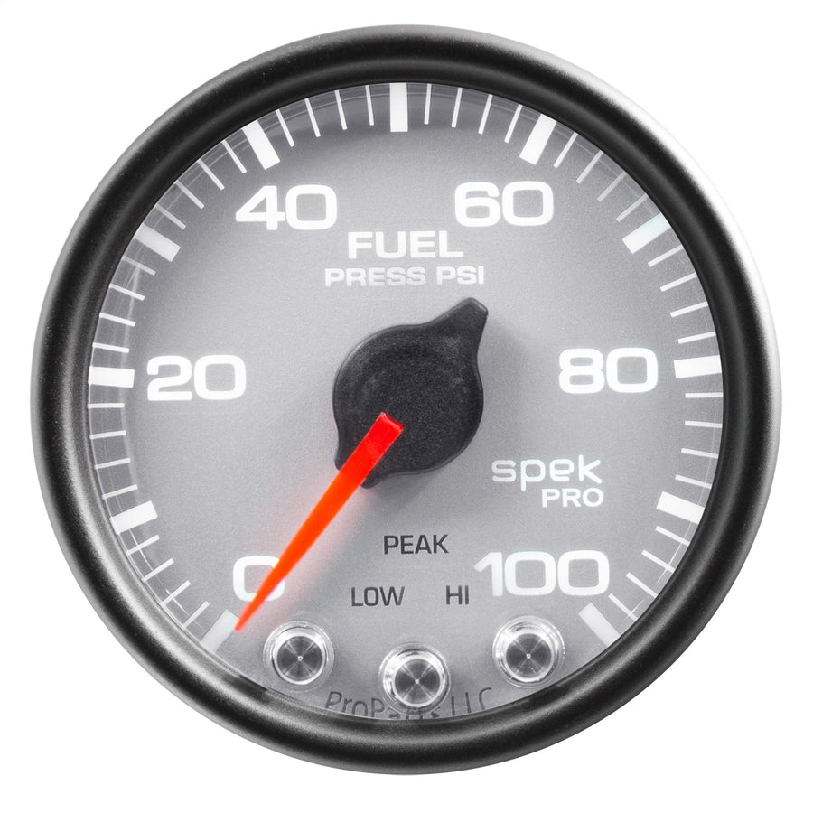 Gauge AUTO METER P31422 Fuel Press (Spek-Pro Gauge, 2 1/16", 100Psi, Stepper Motorwith Peak & Warn, Slvr/Blk, Spek-Pro)