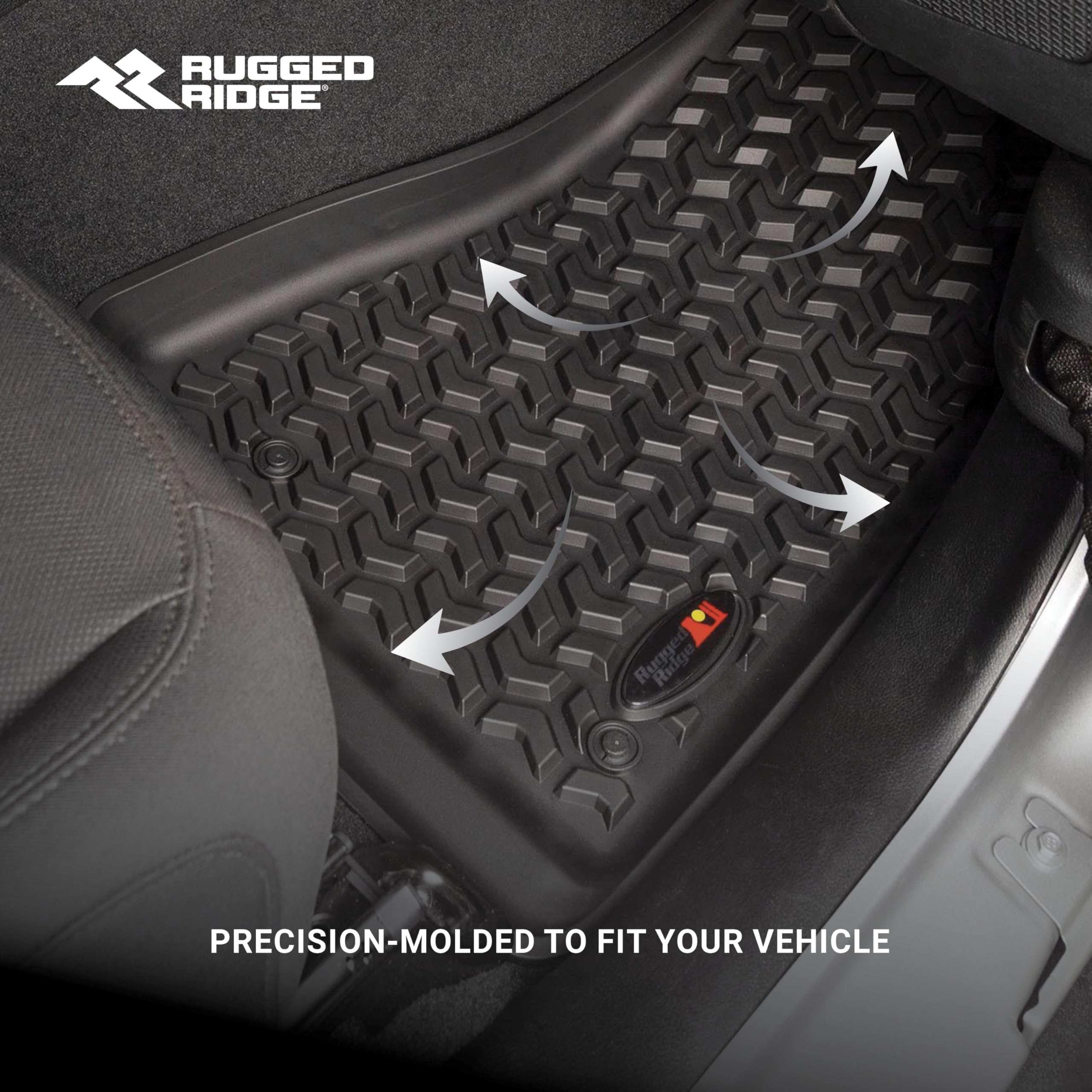 Front Floor Liners Rugged Ridge for Ford F-250/F-350 | Black | 82902.30 | Fits 2012-2016 Ford F-250/F-350 Regular Cab/Extended Cab/SuperCrew Cab