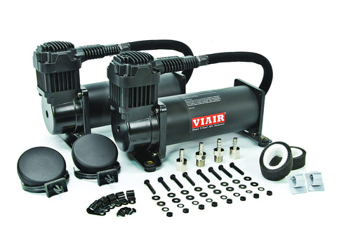 Dual VIAIR 444C Air Compressor for Air Suspension (2 Pack) 12V Continuous Duty Cycle Compressor for Air Tanks, Bags, Air Horns 200 PSI (Stealth Black)