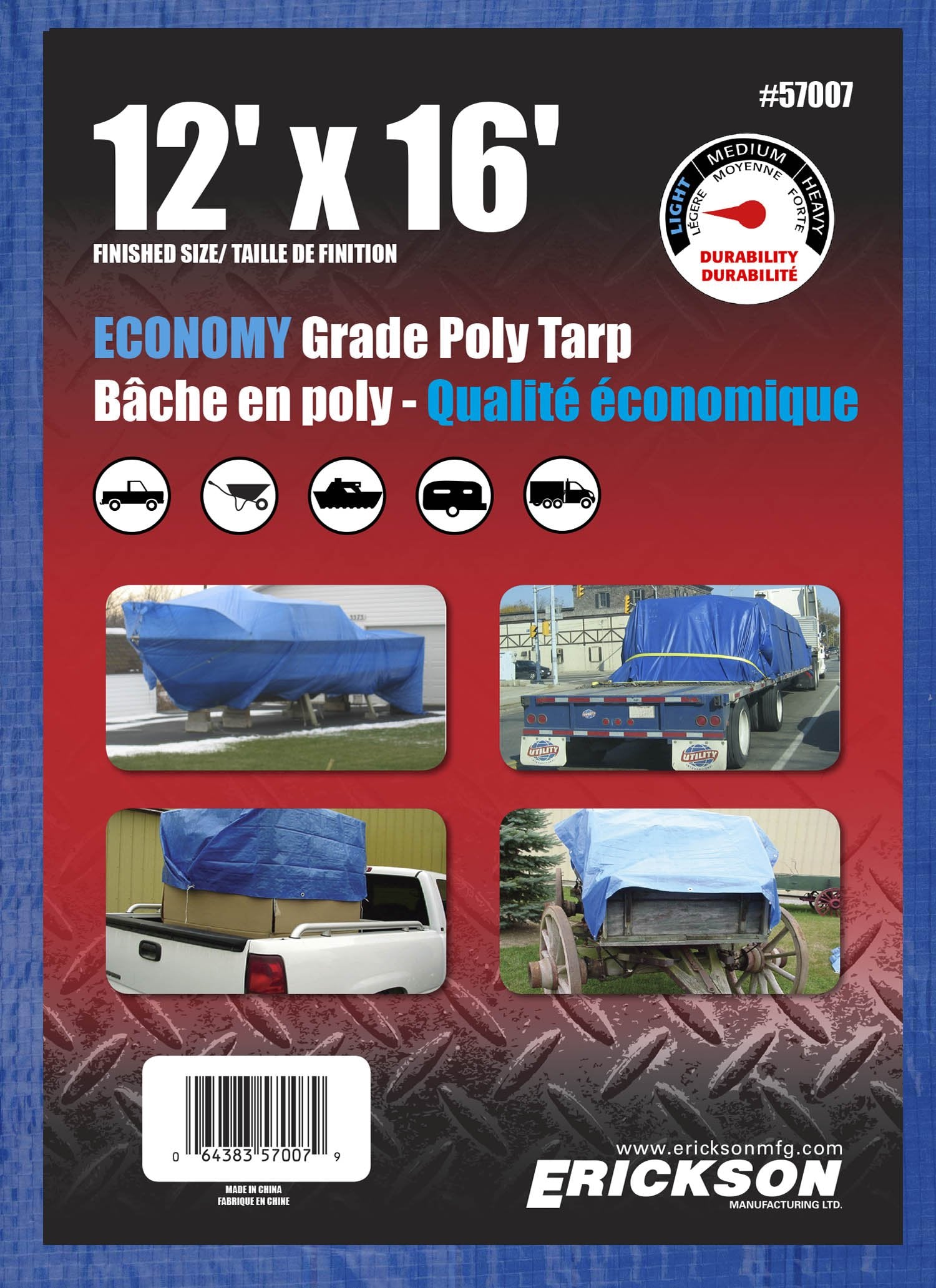 Blue Economy Poly Tarp Erickson, 12' x 16', 1 Pack