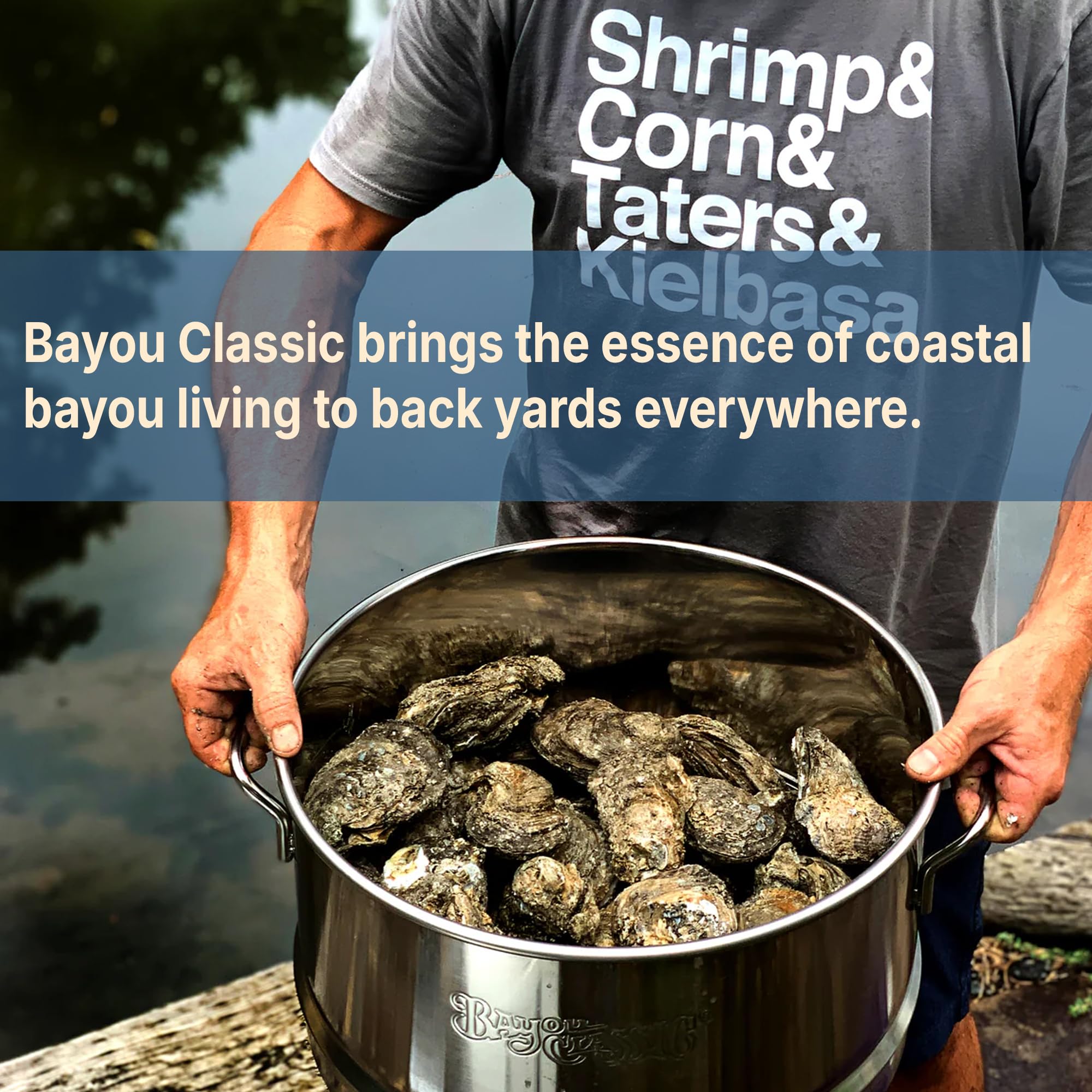 Bayou Classic KDS-151 Steamer Kit Stainless Features Heavy Welded Loop Handles 4-in Cast Aluminum Burner 10-psi Regulator w/ 48-in Hose Perfect For Steaming Up To A Half Bushel of Seafood