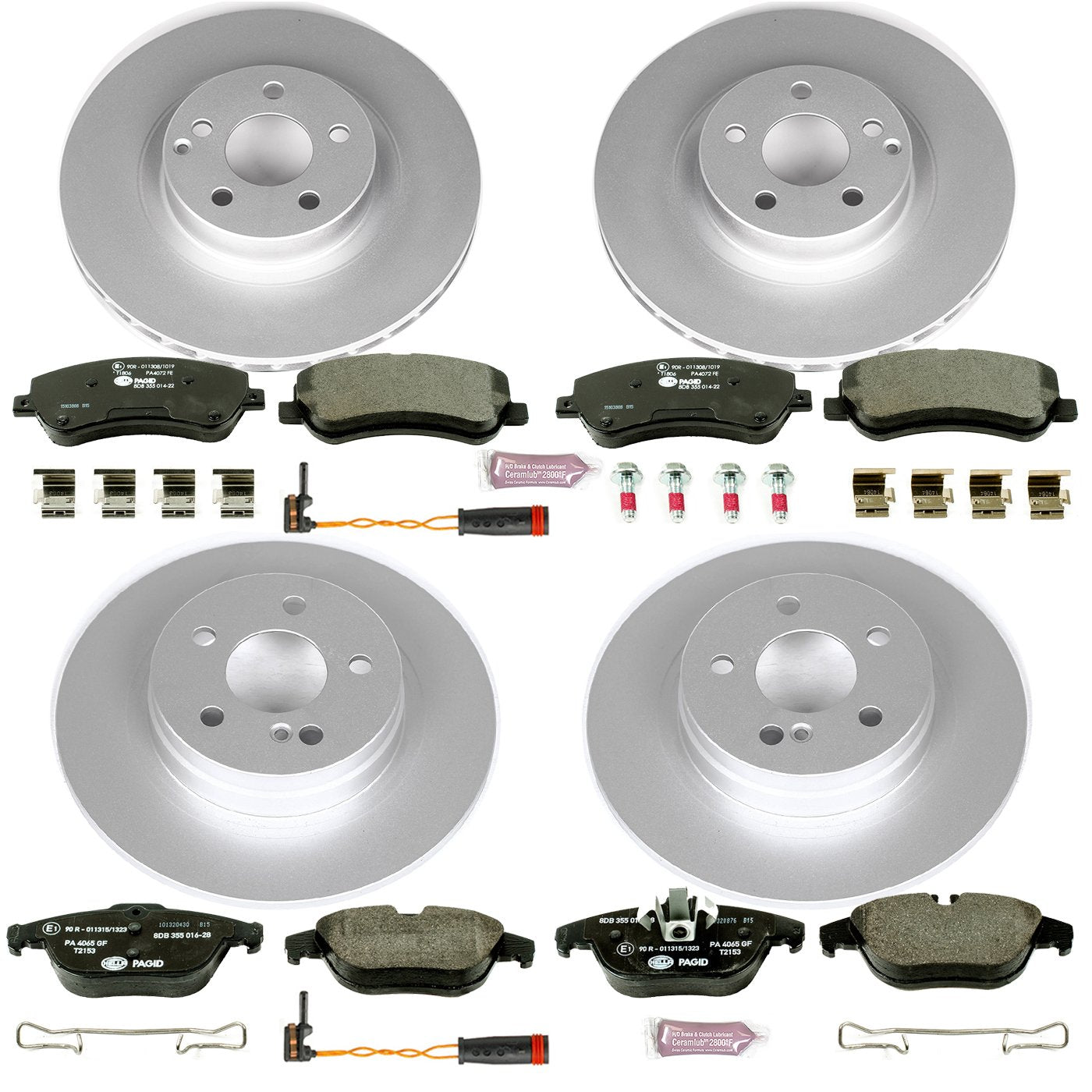 Euro-Stop Power Stop Brake Kit and 1 Front & 1 Rear Sensor Wires For Mercedes-Benz GLK250 2013-2015, Mercedes-Benz GLK350 2010-2015 [Model Specific]