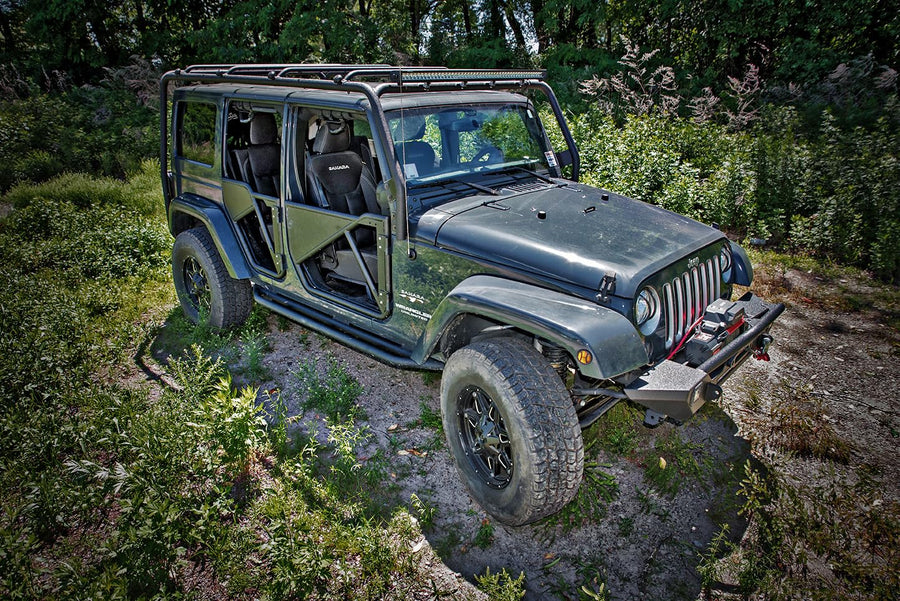 TrailFX Roof Rack J029T Fits Jeep Wrangler JK 2007-2018 Steel Direct Fit 350 lb Capacity Textured Black Bars Includes Installation Hardware