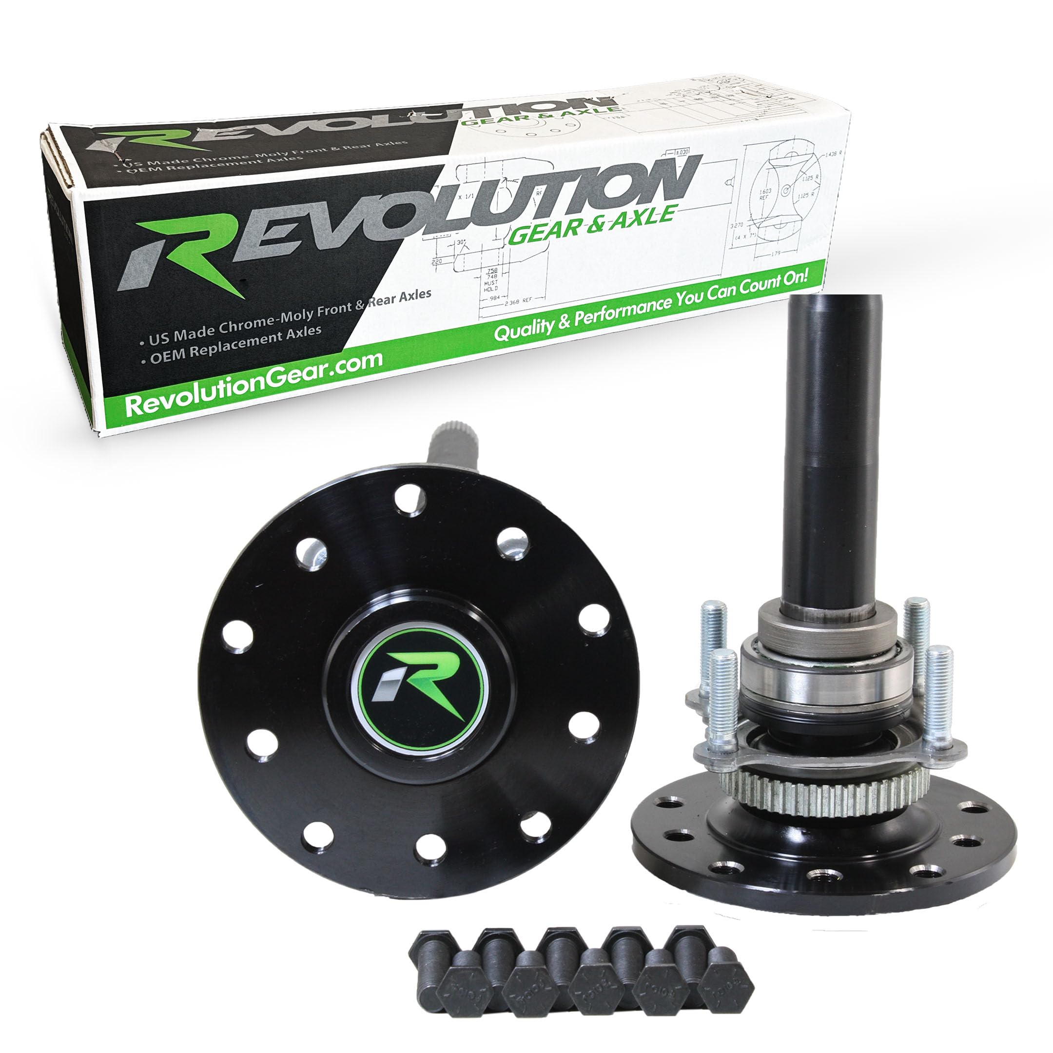 4340 Chromoly Rear Axle Kit Revolution Gear & Axle Compatible with 2007-2018 Jeep Wrangler JK Rubicon 32 Spline Dana 44, Fits Factory Locker, Heavy-Duty Performance Off-Road Replacement